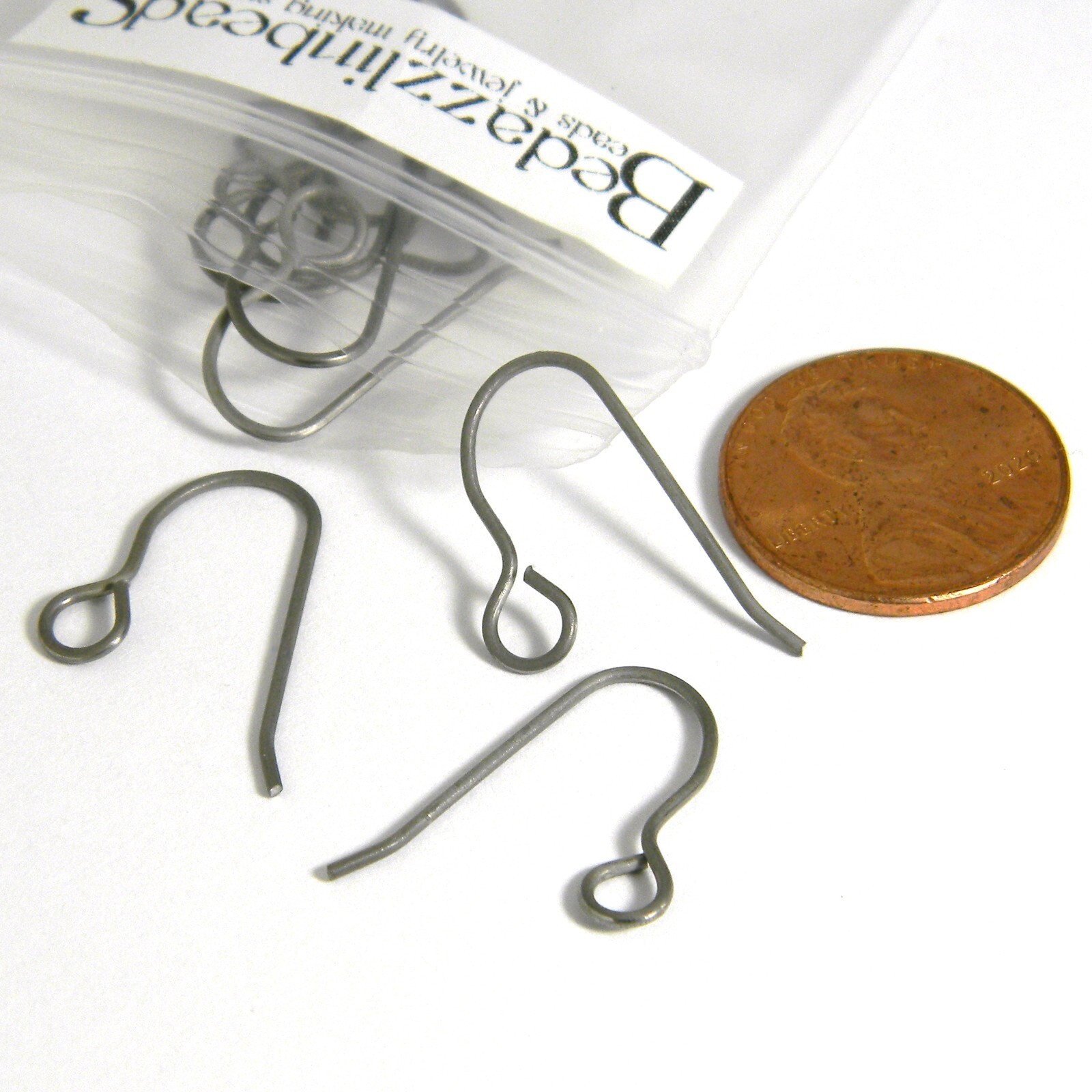 20 Silver Hypo-Allergenic Raw Titanium Fish Hook Earring Findings with Big Loop