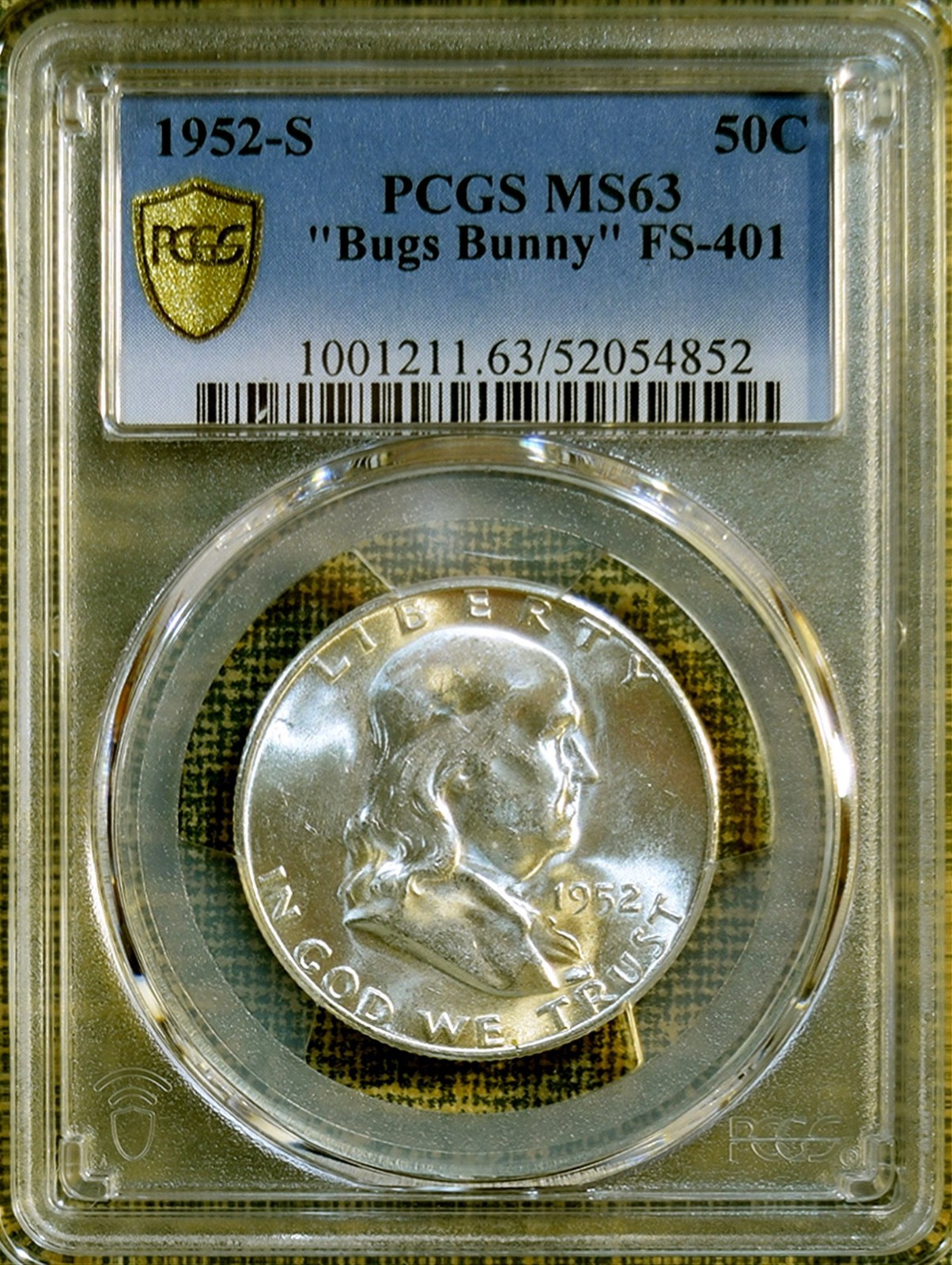 1952-S PCGS MS63 FS-401 Bugs Bunny Franklin Half Dollar - POP 1 / 3
