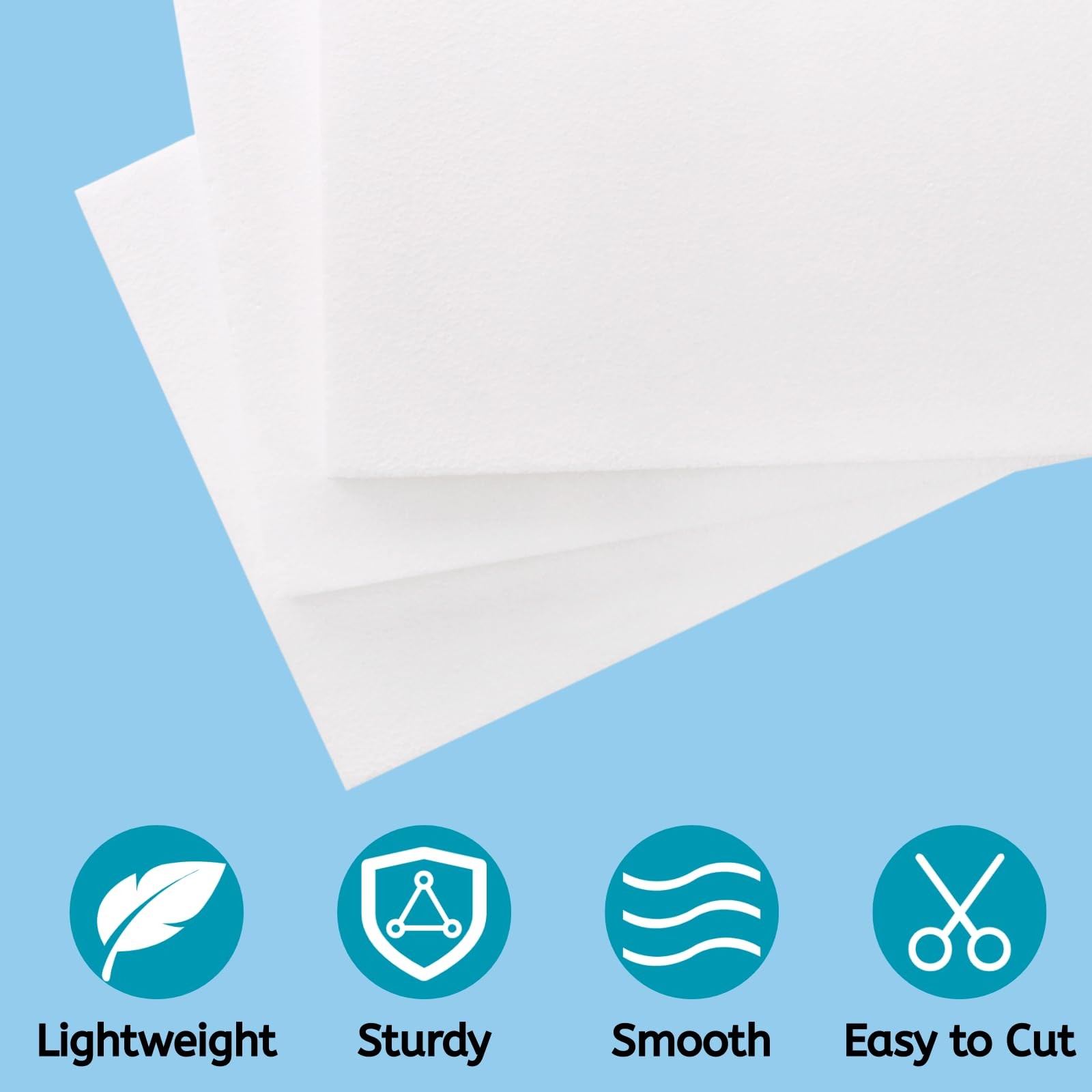 7 Pack Craft Foam Blocks, 17x11x1 Inch White Foam Rectangle Blocks, Polystyre...