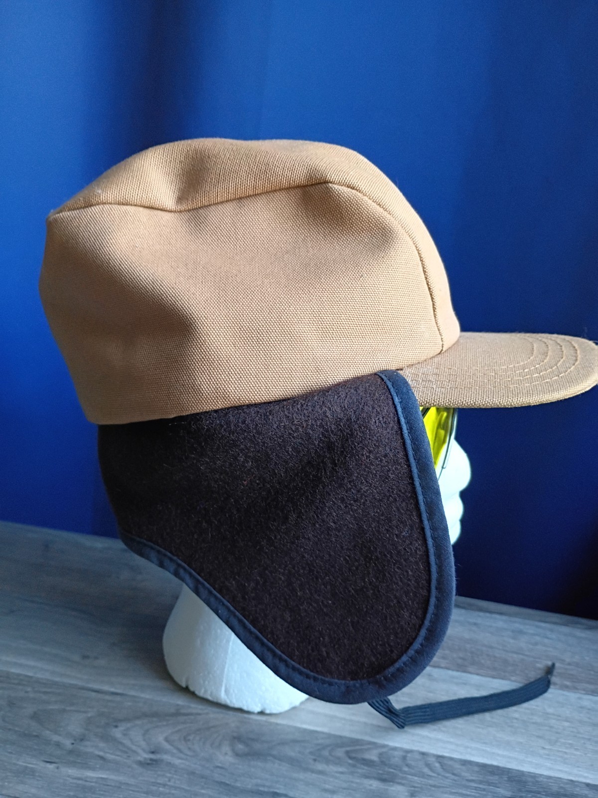 Trapper Hat Vintage Cap Brown Tan Hunting Shooting Ear Flaps Insulated