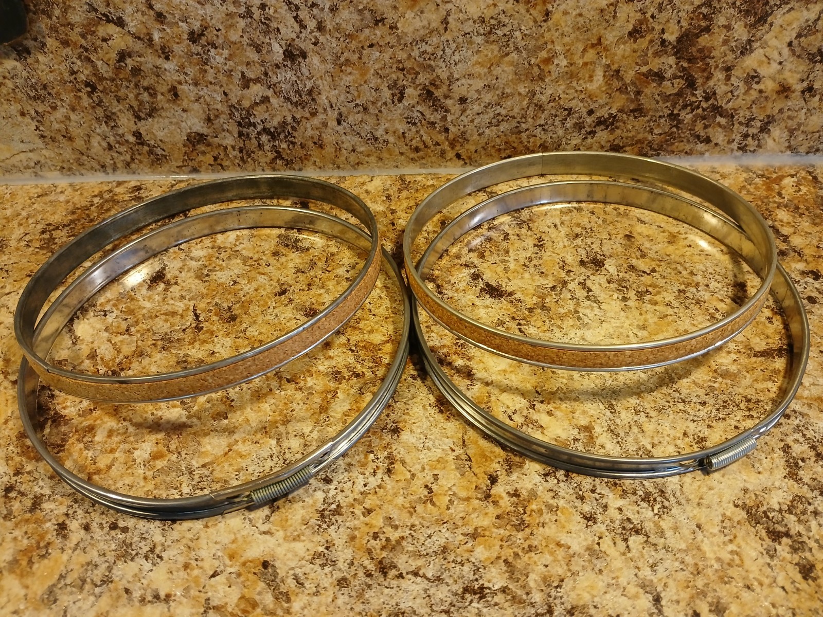 VTG Embroidery Hoops 6" Round Metal / Cork-Lined / Spring Tension / Set of 2 USA