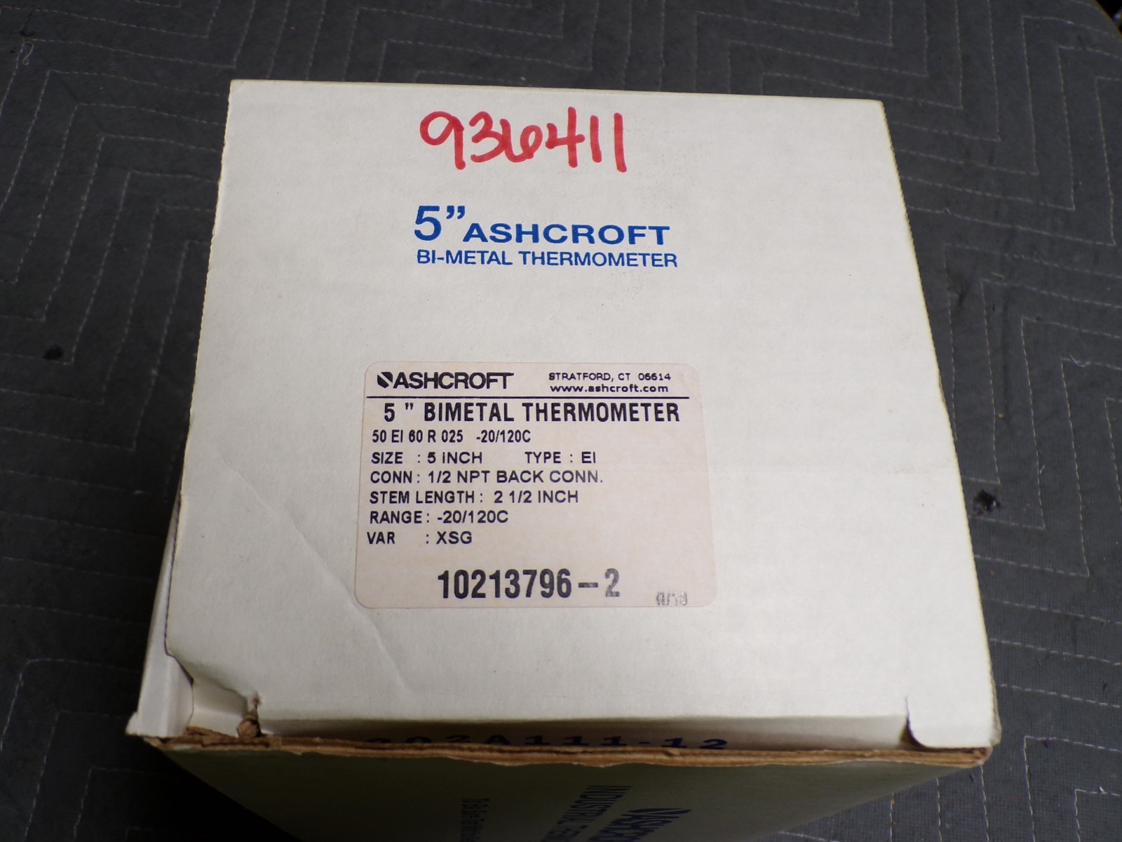 Ashcroft 50EI60R025, -20/120°C, 5" Bi Metal Thermometer *NOS*
