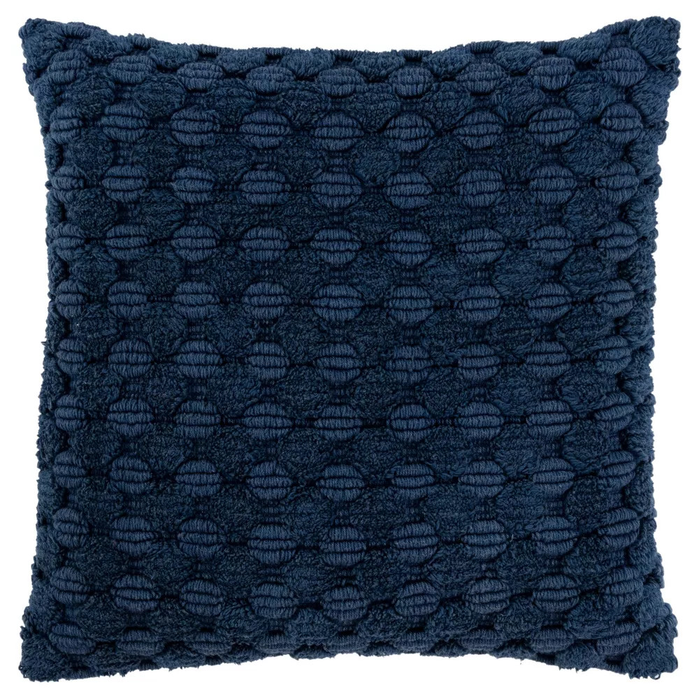 20"x20" Oversize Solid Textured Square Throw Pillow Cover Blue - Rizzy Home: