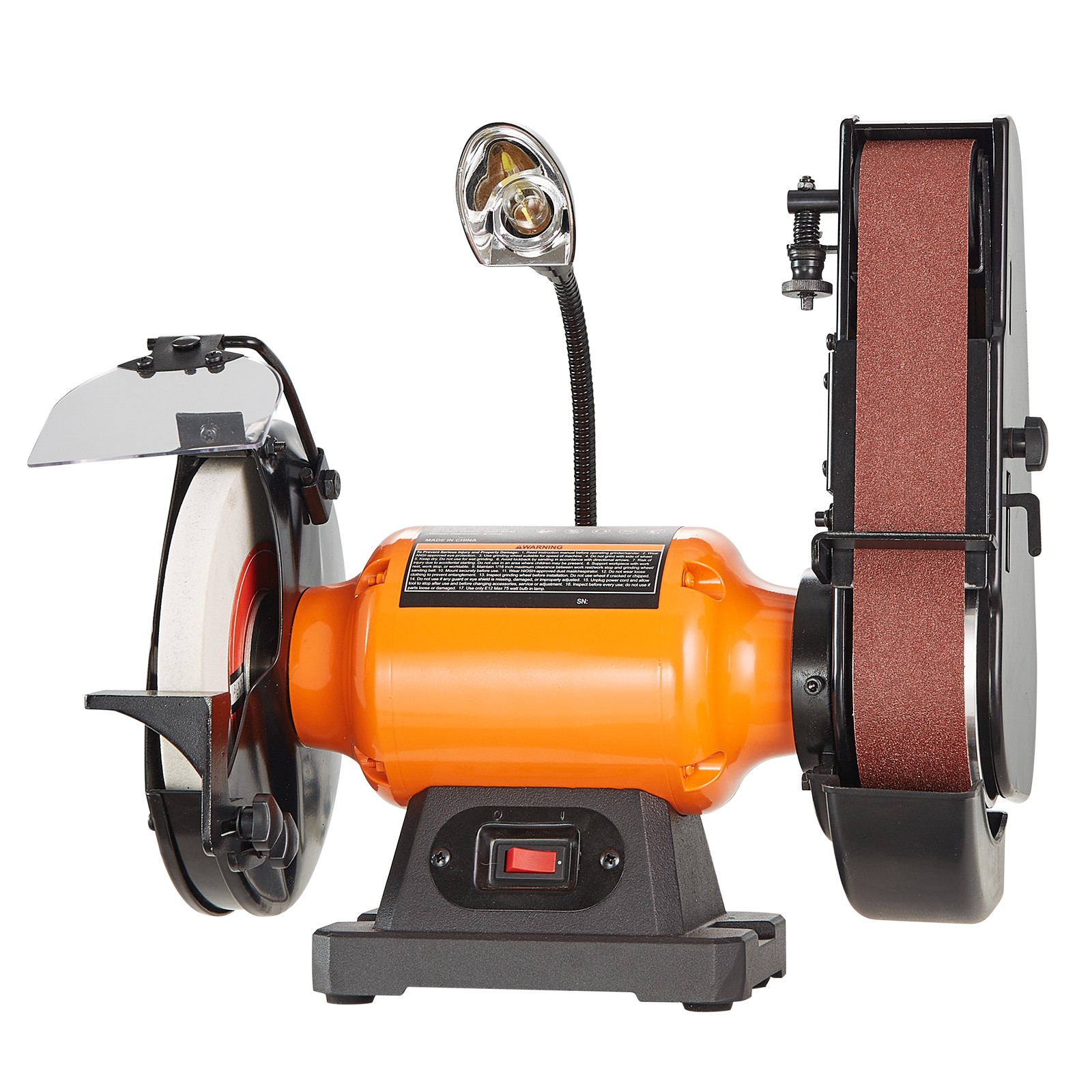 8" Bench Grinder & 2" x 28" Belt Sander Combo, 2.5A Motor, Orange