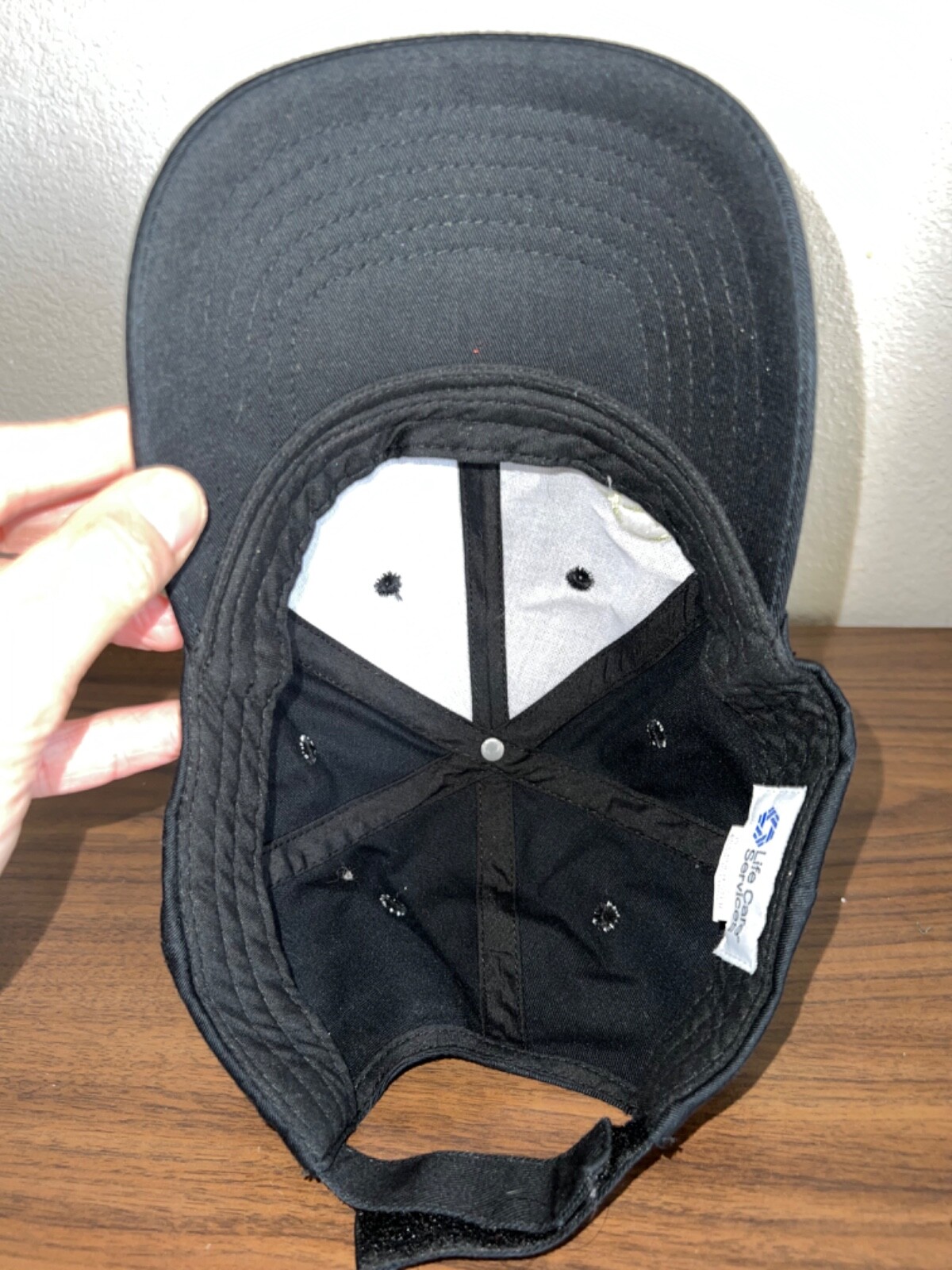 Life Care Services Logo Black Hat Cap Hook Loop Unbranded EUC
