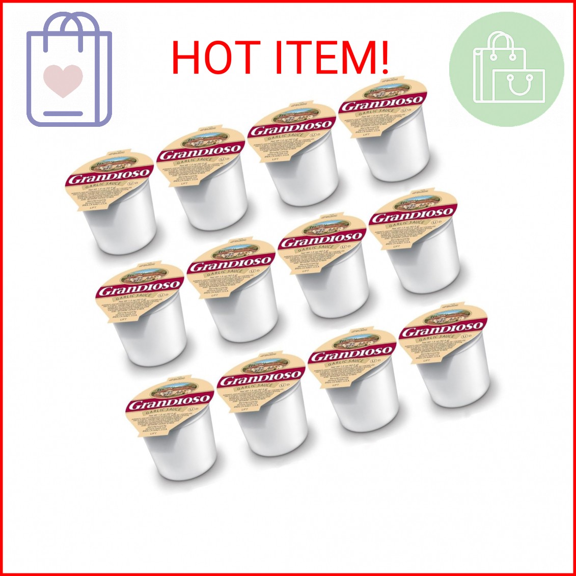 Grandioso Garlic Dipping Sauce 1.5 oz Dipping Cup | Pizza Garlic Sauce Dip | Glu