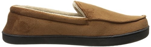 Men's Microsuede Moccasin Slipper with with Cooling Memory 9.5-10.5 Cognac