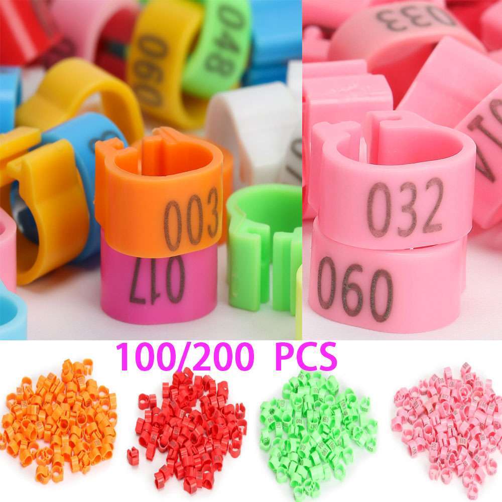 100/200Pcs 8mm Bird Rings Leg Foot Band For Pigeon Parrot Clip Ring Number 1-100