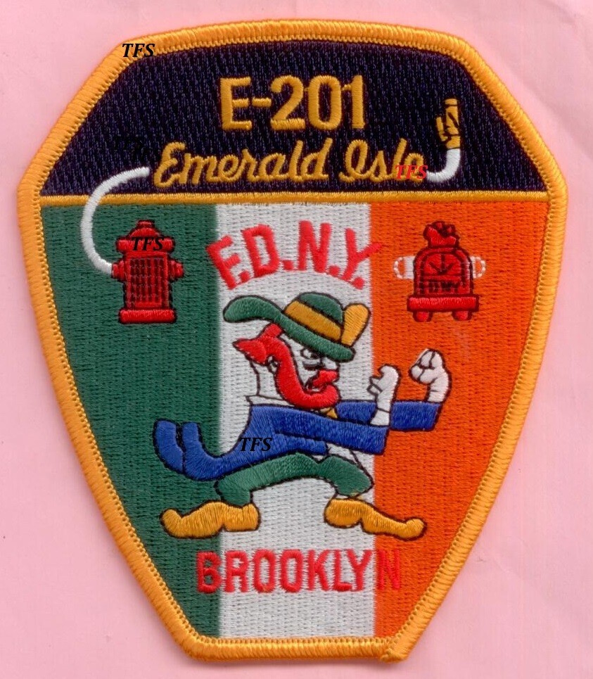 New York City Fire Dept Engine 201 Patch - Leprechaun Brooklyn