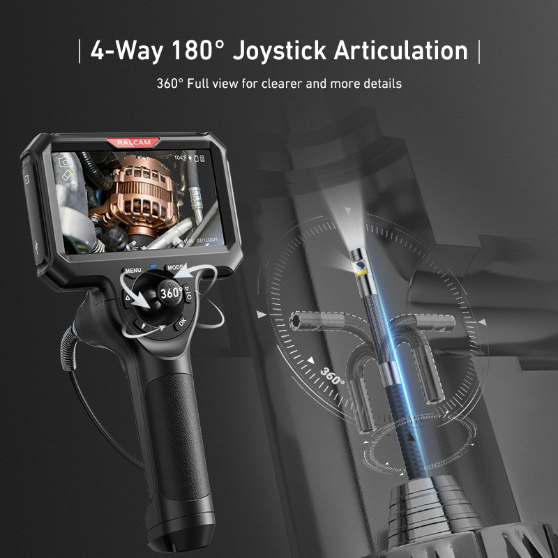 Ralcam 360° Joystick 5" Endoscope Camera with Light Inspection Camera Borescope