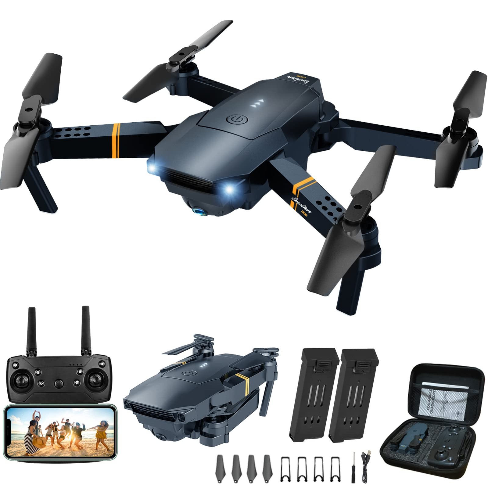 MOCVOO Drones with Camera for Adults Kids, Foldable RC Quadcopter, A-Blue