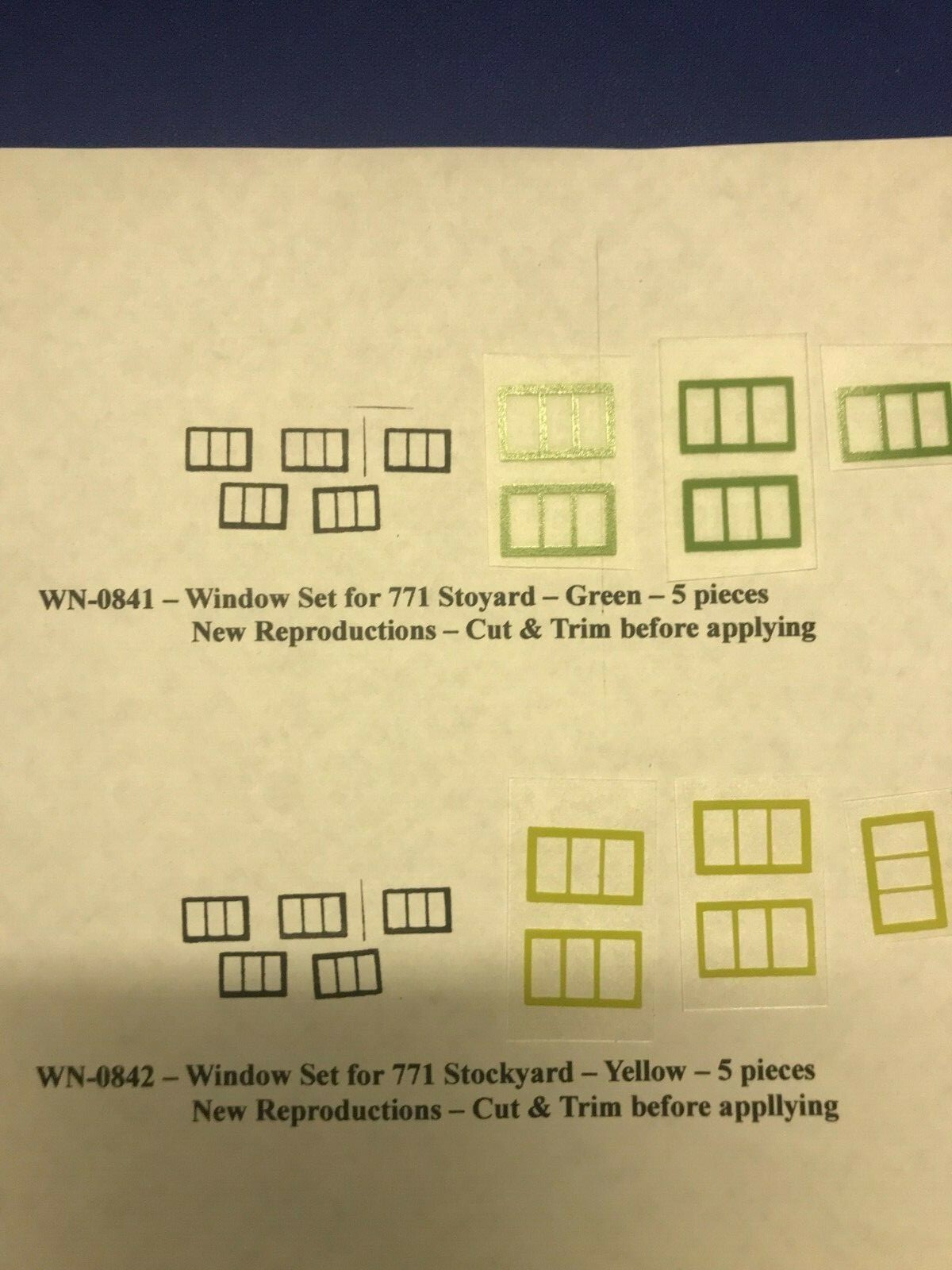 American Flyer Parts - 771 Stockyard Windows - Green- WN-0841
