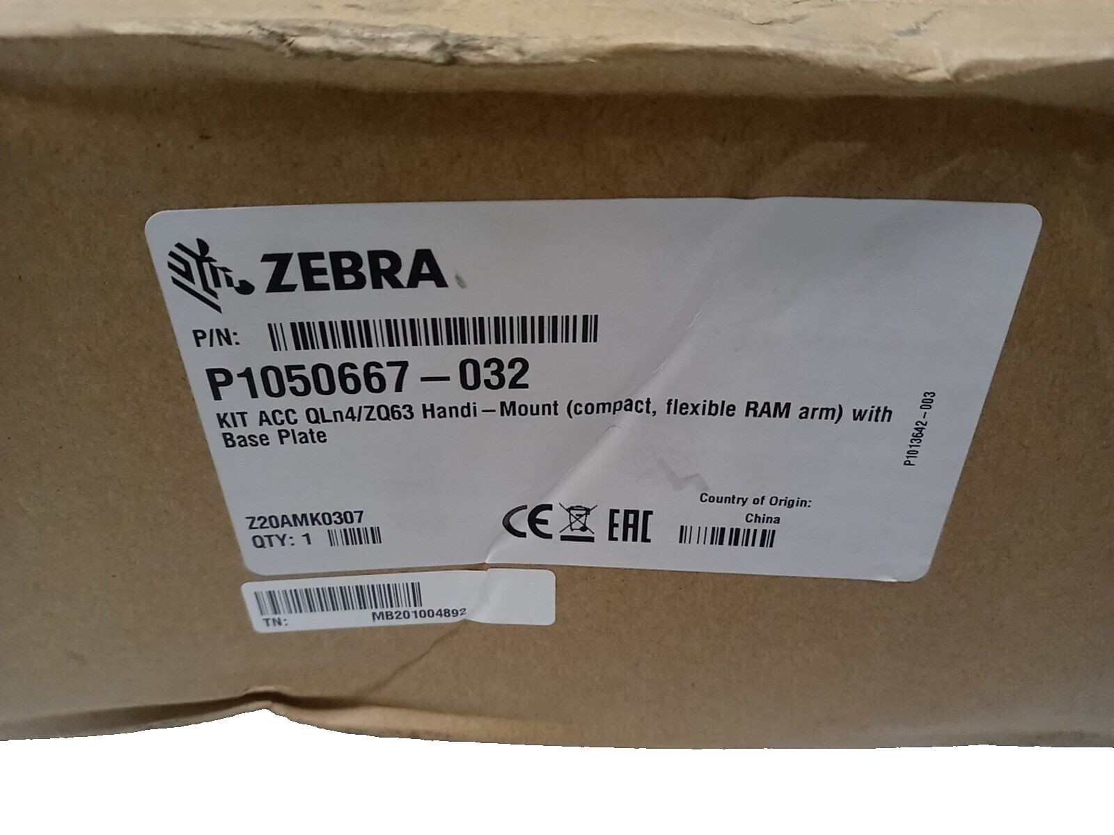 Zebra P1050667-032 Mounting Adapter for Printer For Zebra QLnTM Series Printer