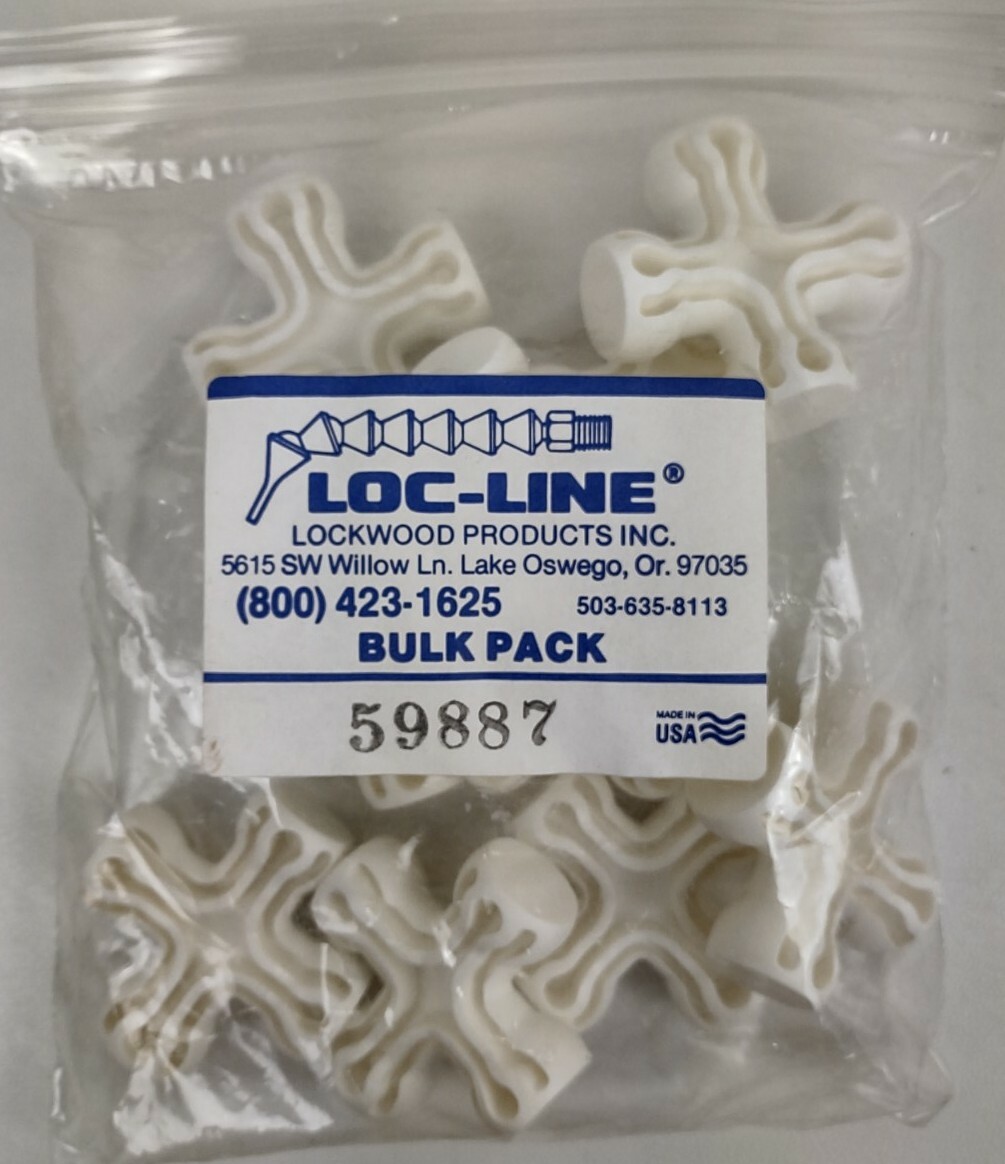 Loc-Line 59887  1/2" 4 Way Cross 2" x 2" White - Pack of 10