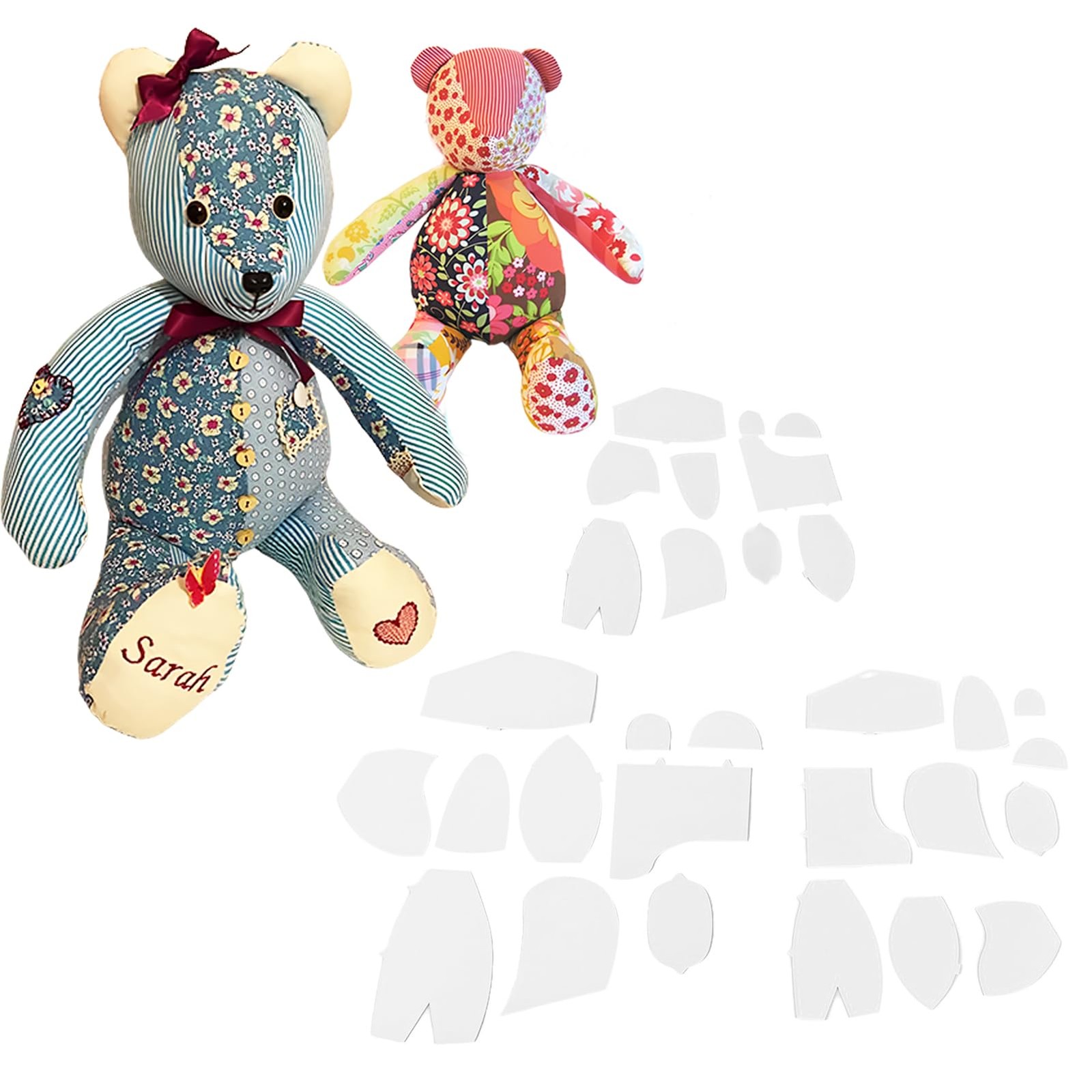 30 Pcs Memory Bear Sewing Patterns Template, Memory Bear Acrylic Template Rul...