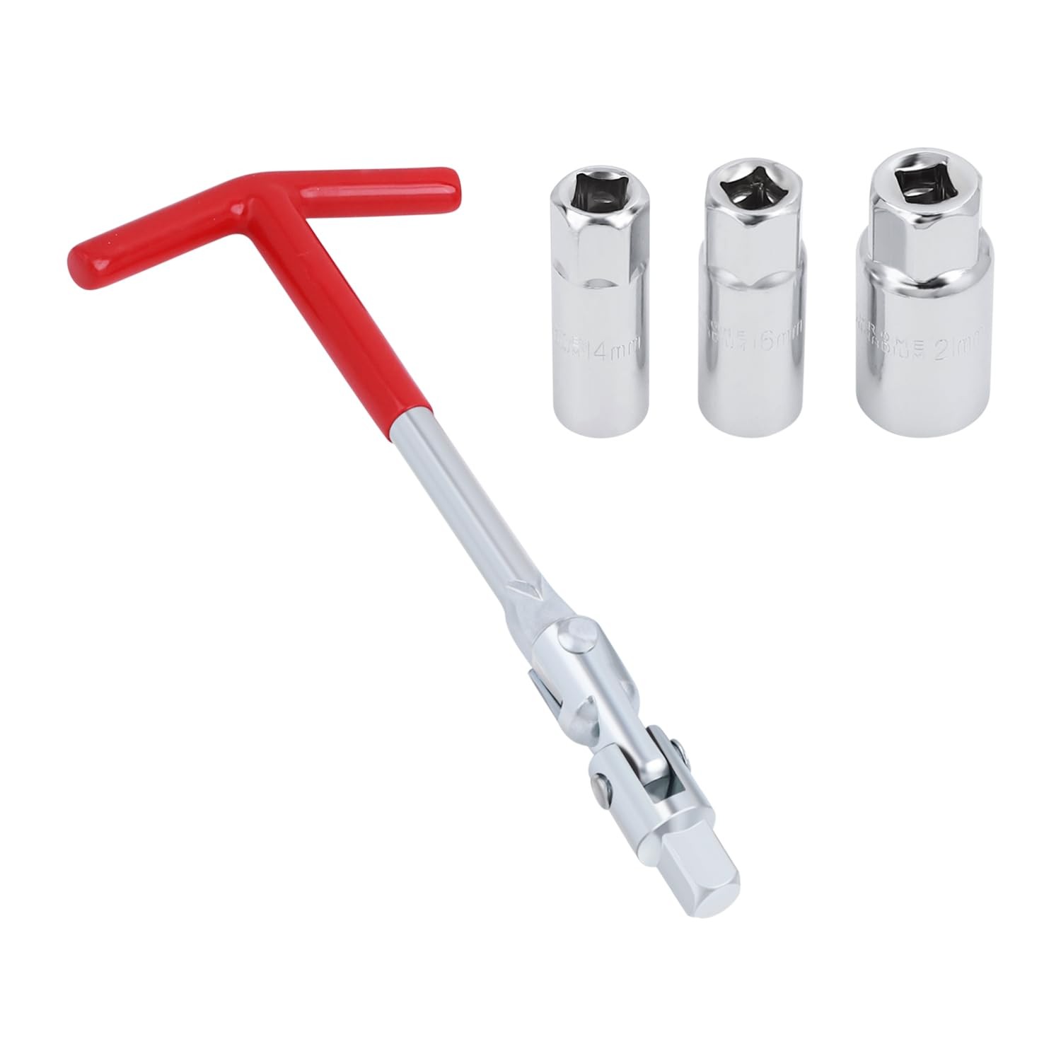 Spark Plug Socket Wrench T-Handle with 14mm, 16mm, 21mm Sockets for Motorcycles