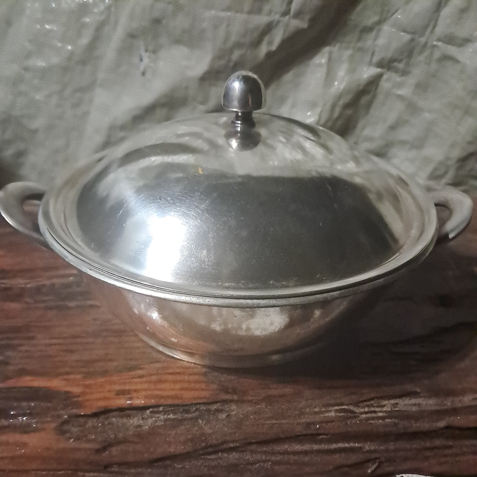 Vintage WWII Era USN Reed & Barton Silver Soldered 8"  Serving Bowl w/Lid 3610 8