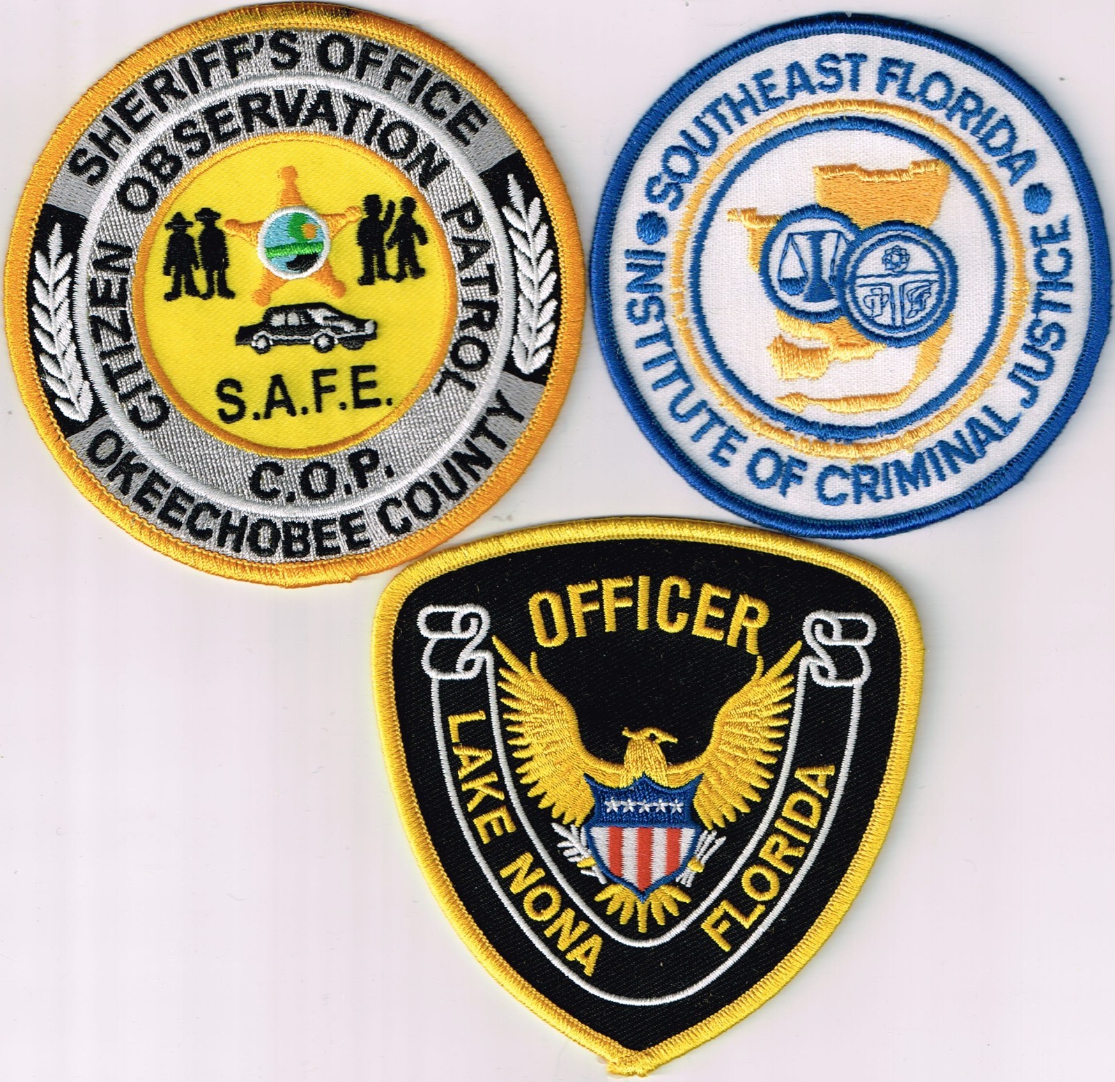 pick 1 FL police patch: Okeechobee Co. COP: SE FL Crim. Justice Inst.; Lake Nona