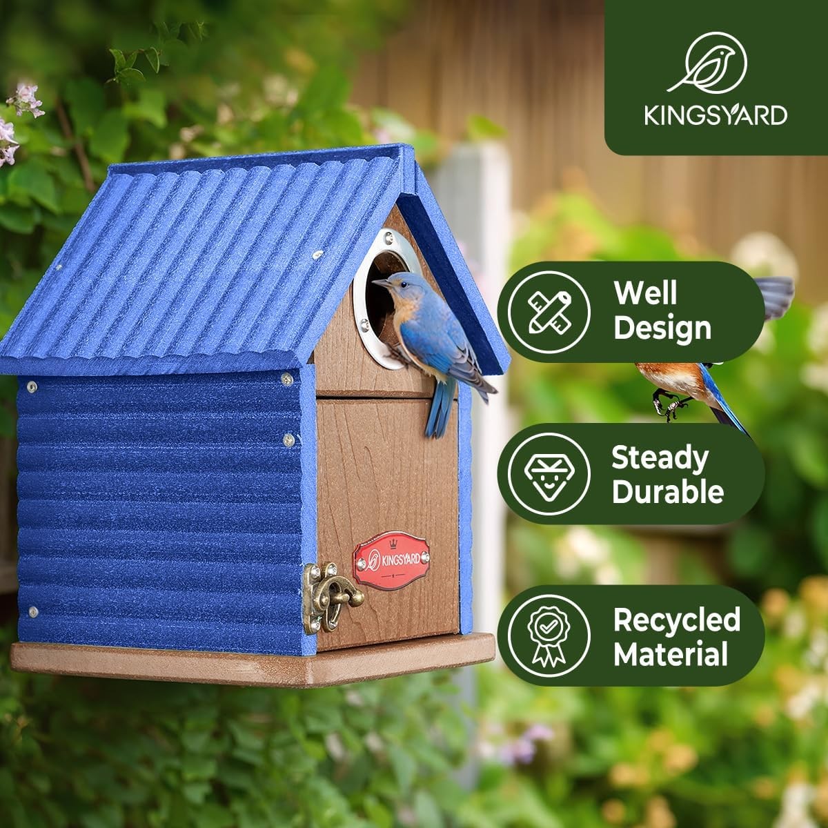Recycled Plastic Weatherproof Bird House Clear View Panel Predator Guard