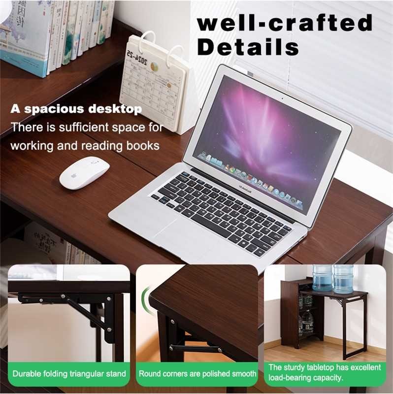 Modern Bamboo Folding Desk Storage Gaming Computer Desk Home Office Study Table