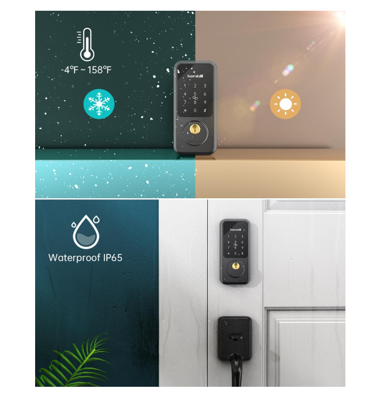 Smart Front Door Lock Set, Keyless Entry Door Lock with Handle, Electronic Keypa