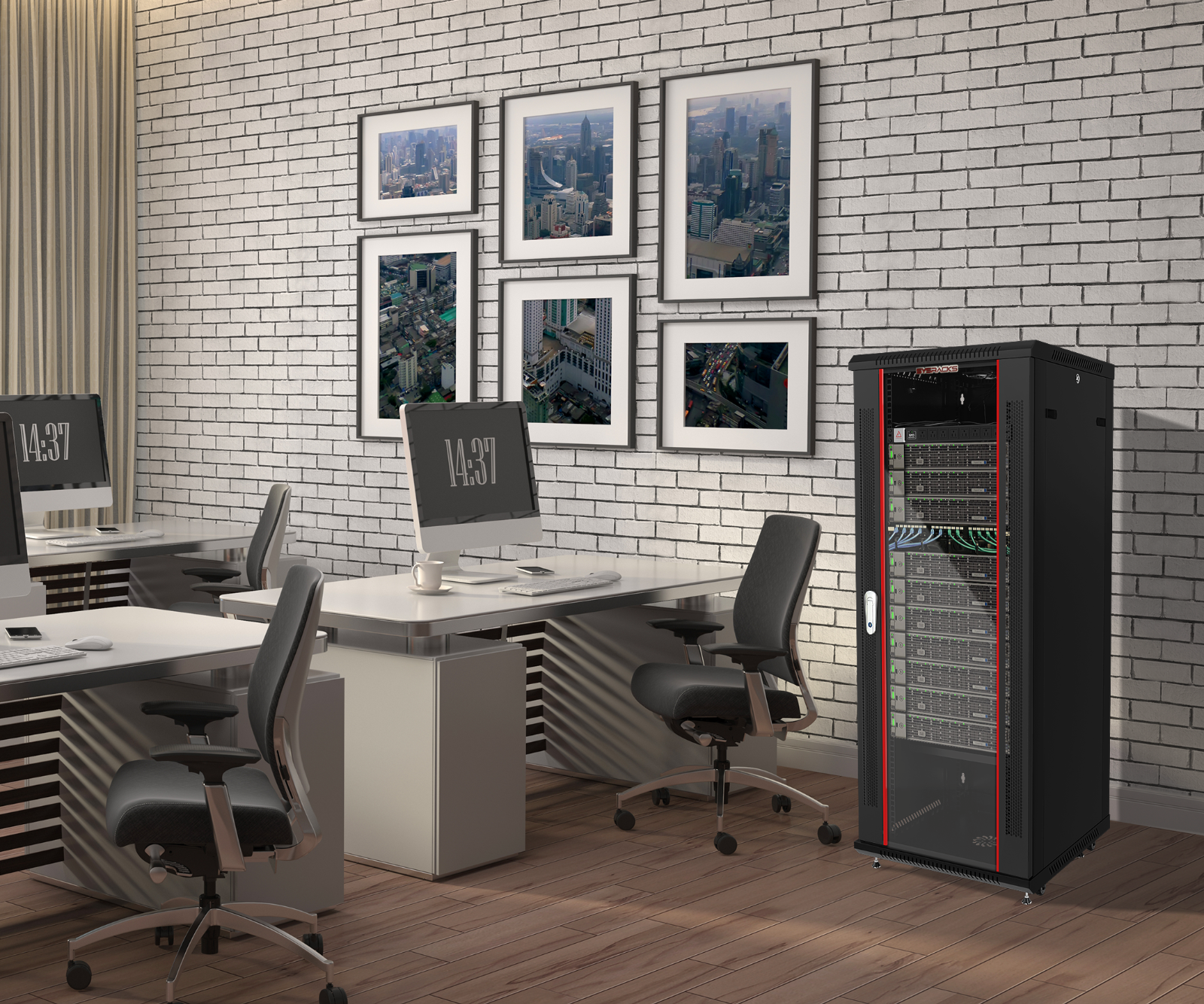 18U Server Rack Locking Network Cabinet Data Enclosure with PDU-Feet-Fan-Shelf