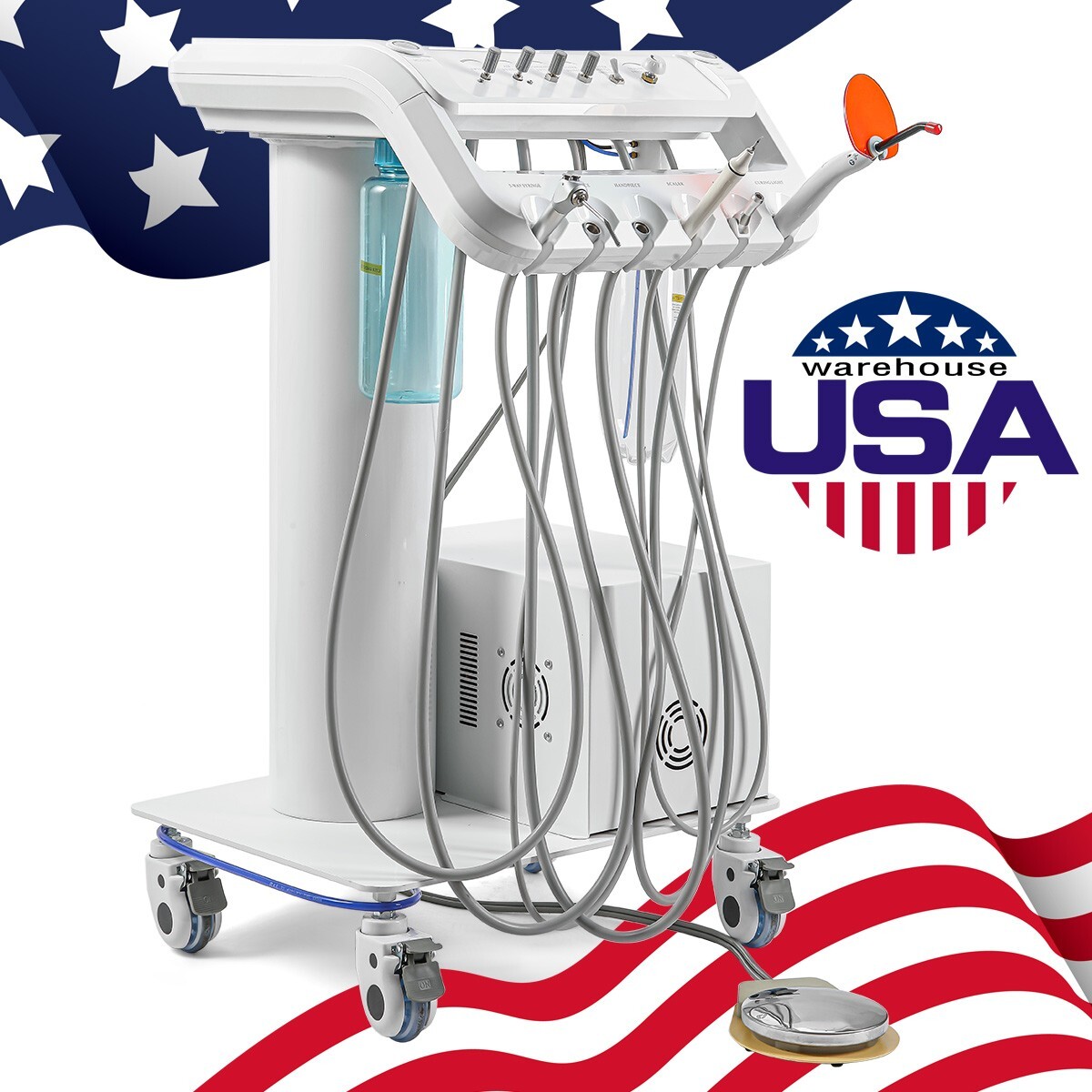 Portable Dental Delivery Unit Syringe Suction Turbine With Air Compressor UPS