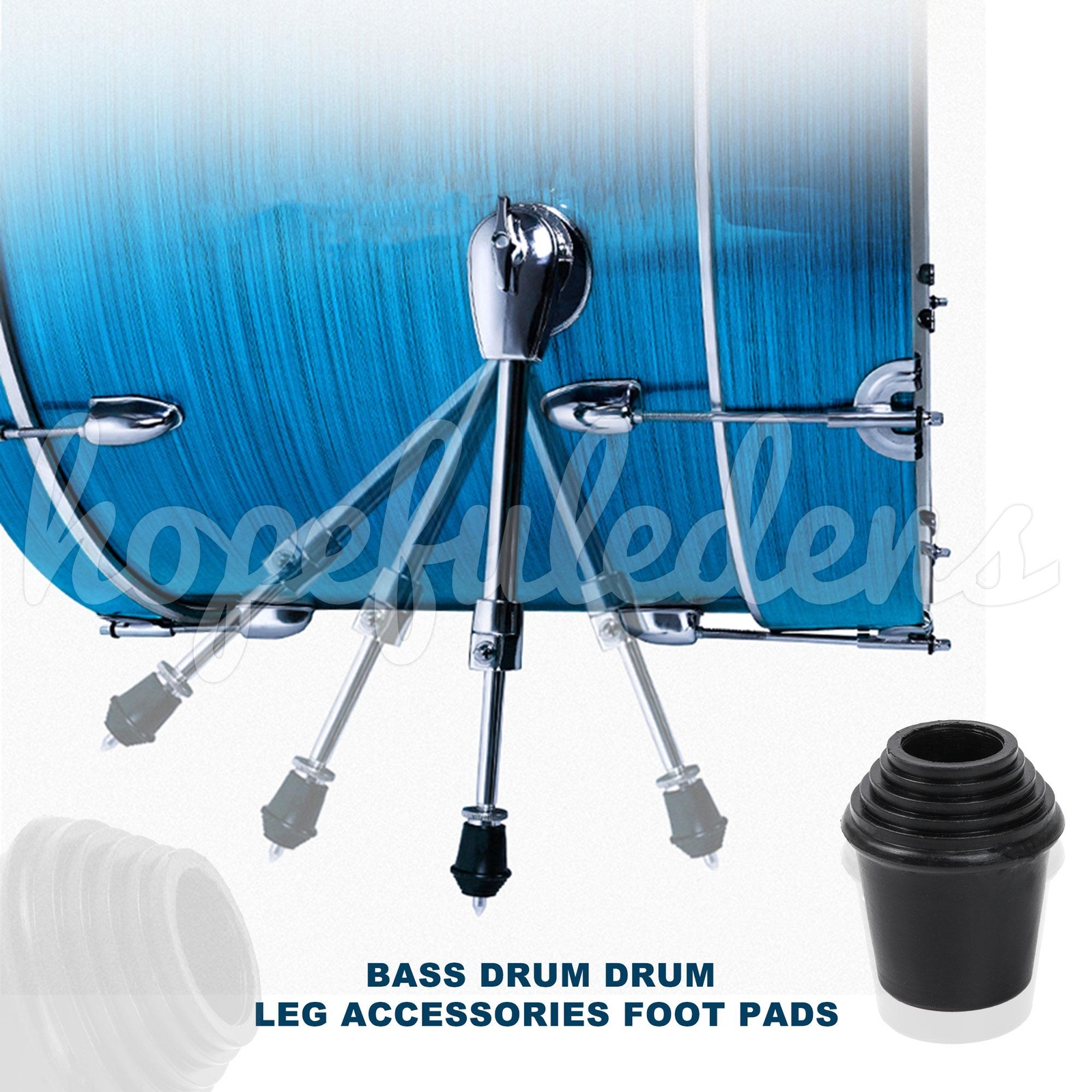 20pcs Black Rubber Bass Drum Threaded Feet Cap Replacement for Gretsch