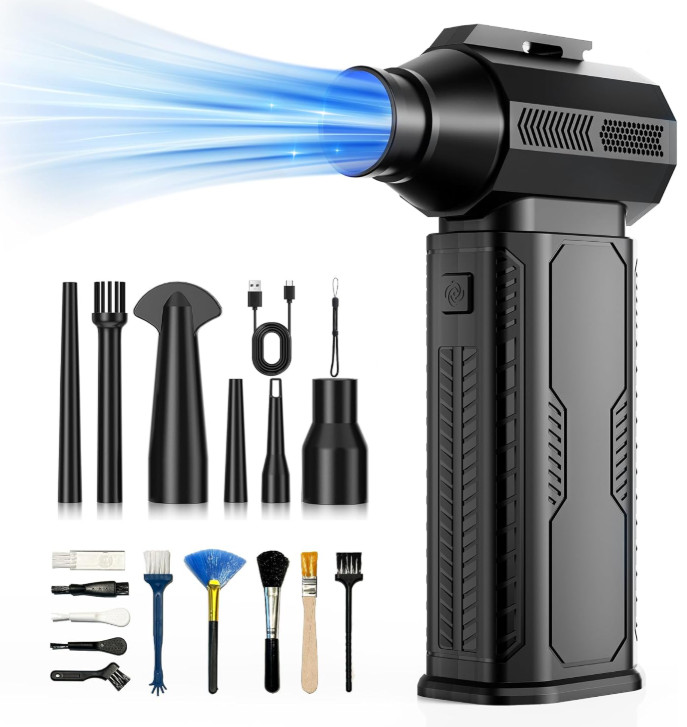 Soplador de Aire Comprimido 130000 RPM con Batería 8000mAh y 4 Niveles, Nuevo