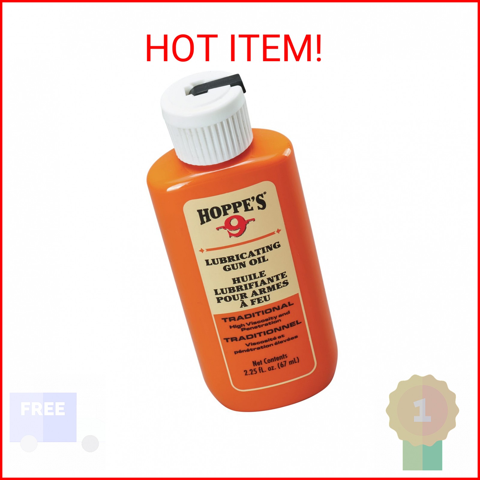 HOPPE'S No. 9 Lubricating Oil, 2.25 oz. Bottle