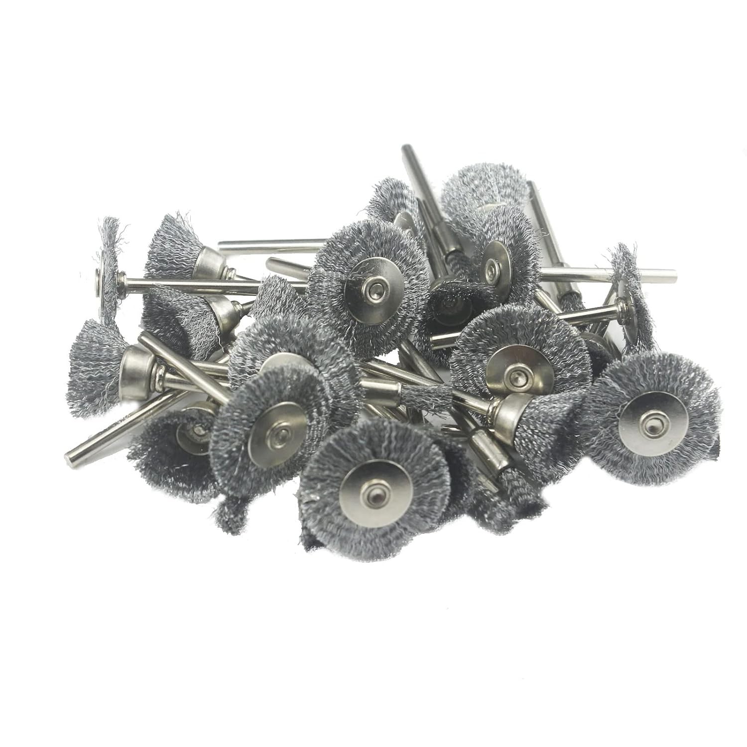 𝐉𝐔𝐍𝐋𝐈𝐗𝐍 30 Pcs Wire Brush Wheel, 1/8 Inch Shank Coarse Crimped Silver