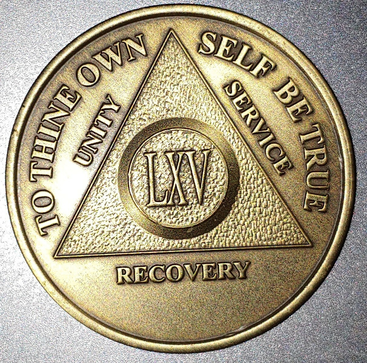 Alcoholics Anonymous AA 65 Year Bronze Medallion Coin Chip Token Sobriety Sober