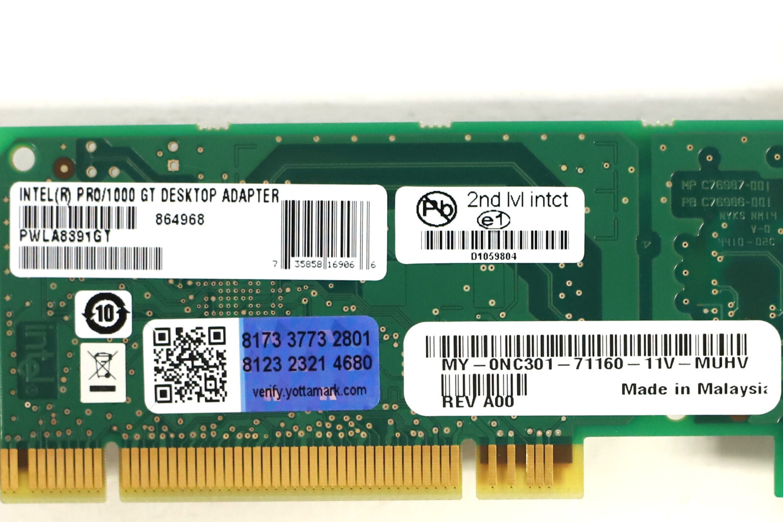 Dell PRO/1000 Single-Port Gigabit Network Interface Adapter Dell P/N: 0NC301