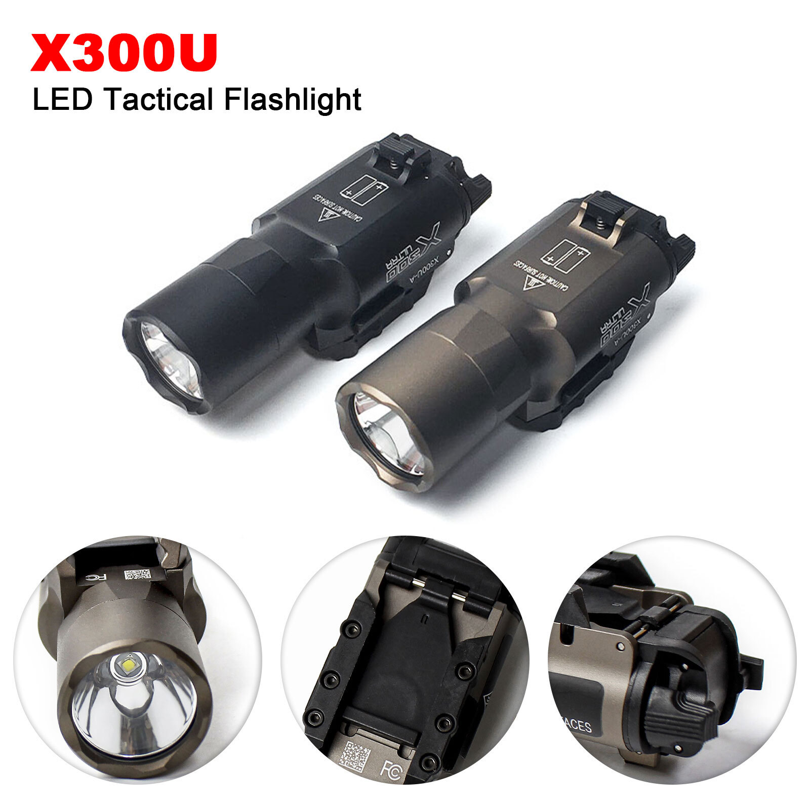 Tactical X300U 500LM LED Flashlight Weapon Light Torch For 20mm Picatinny Rail