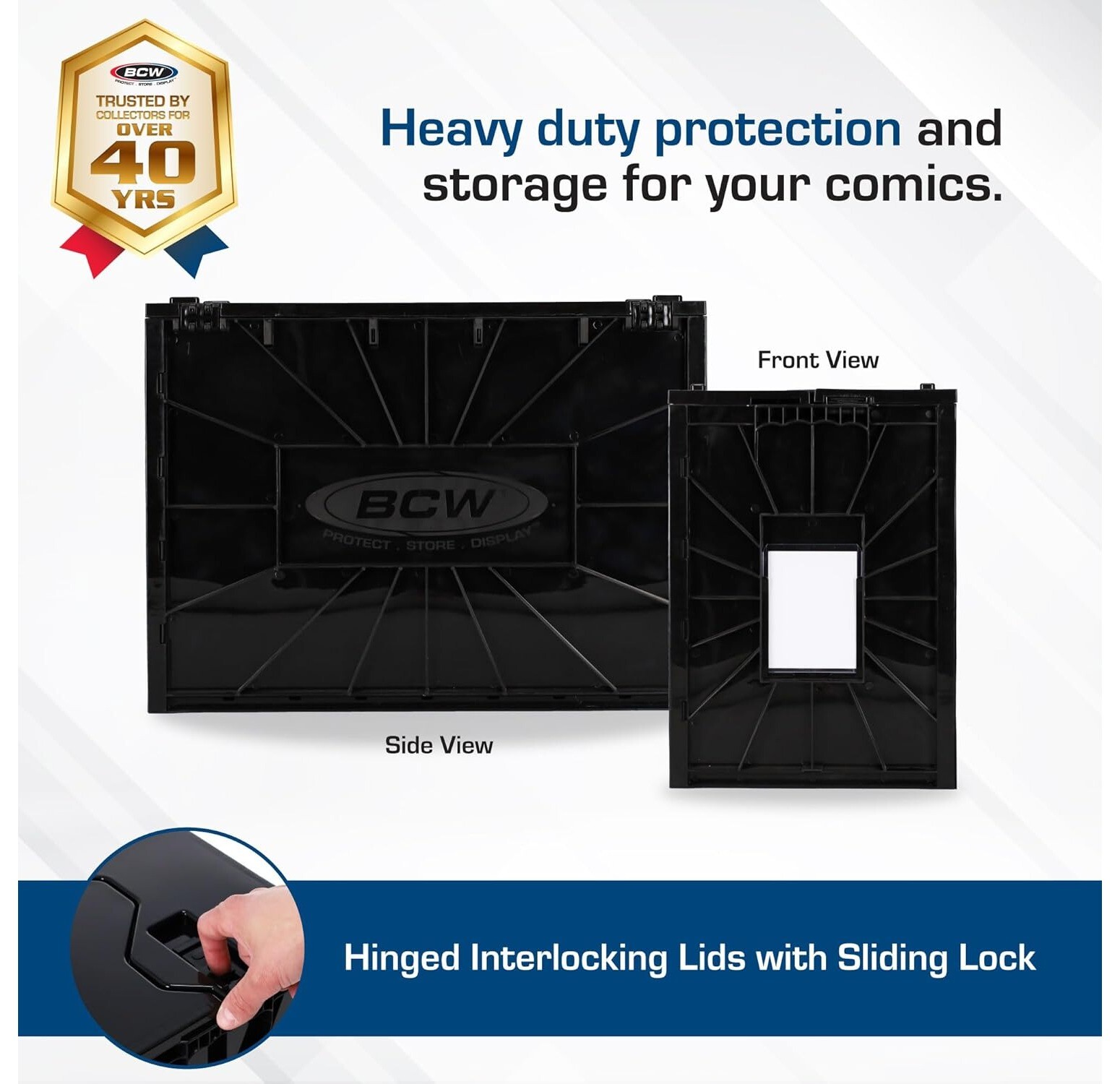 Comic Bin, Black - Holds 150 Comics, Acid Free Storage and Organizer