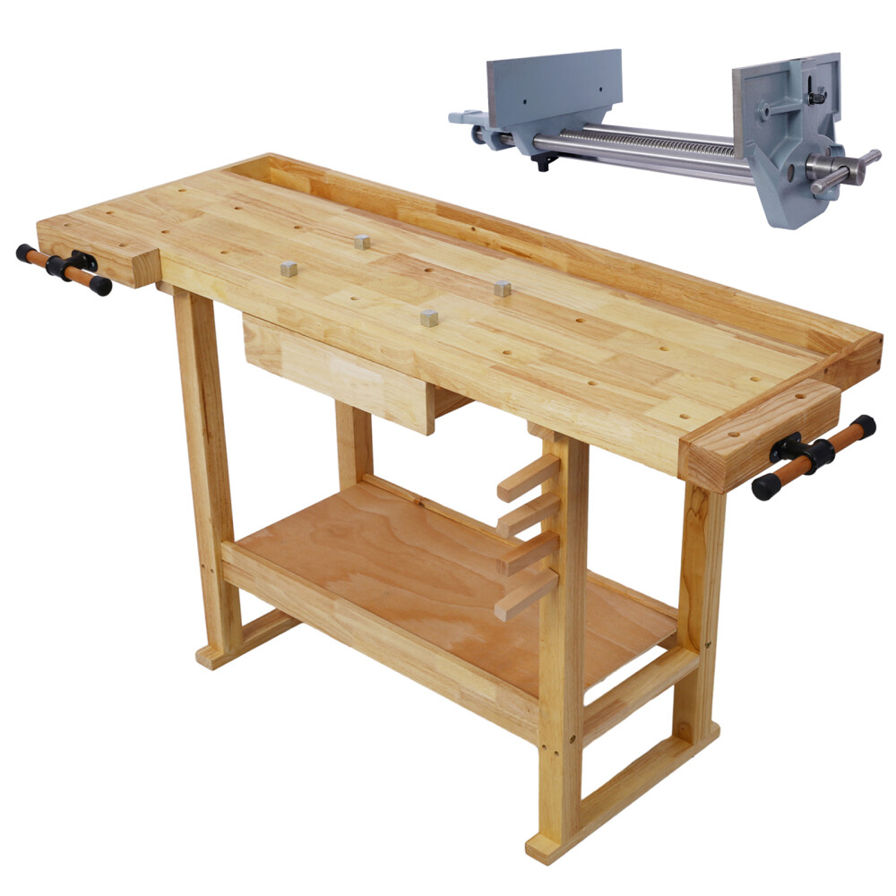 55-Inch Wooden Workbench for Garage Workshop and Home