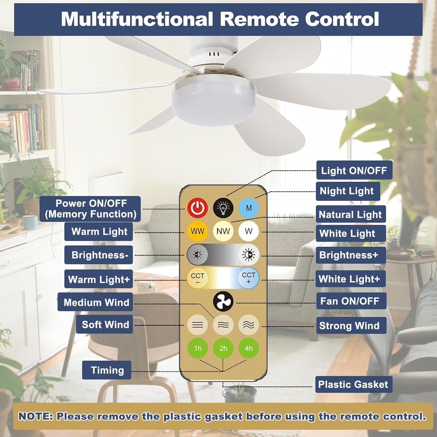 Socket Ceiling Fans with Lights and Remote- Socket Fan light with Dimmable Led