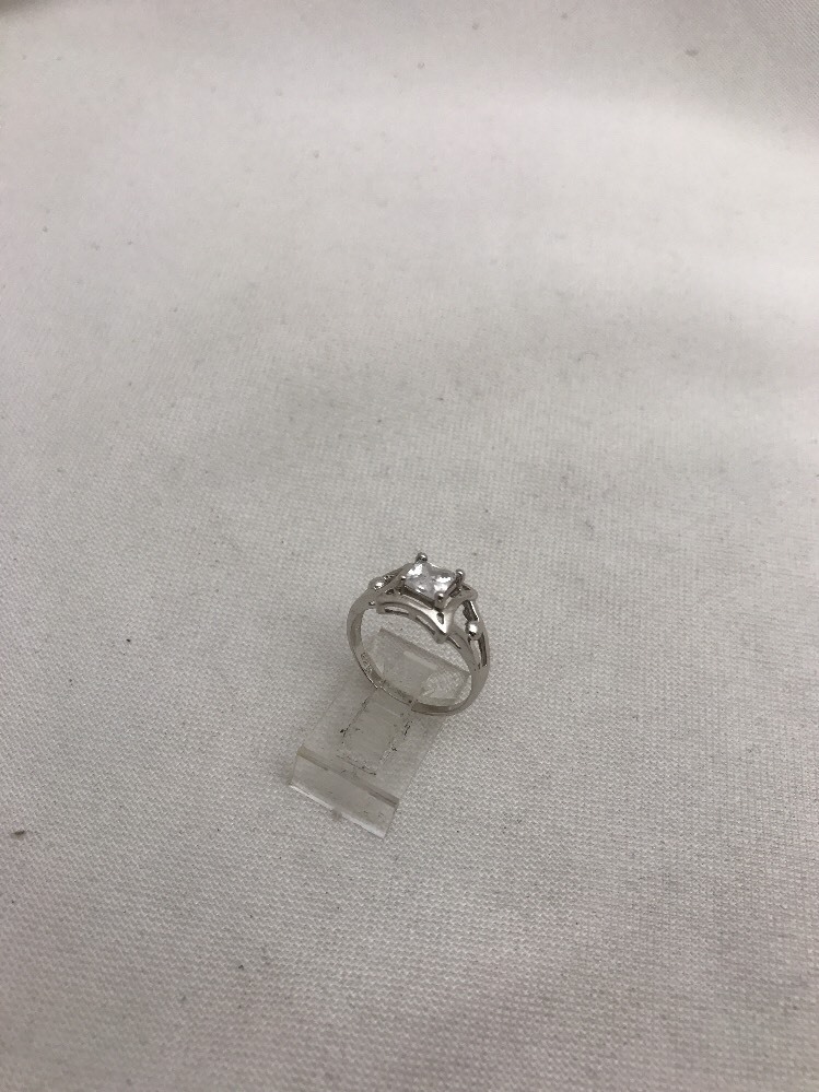 Sterling Silver .925 5mm Square Solitaire Ring Engagement