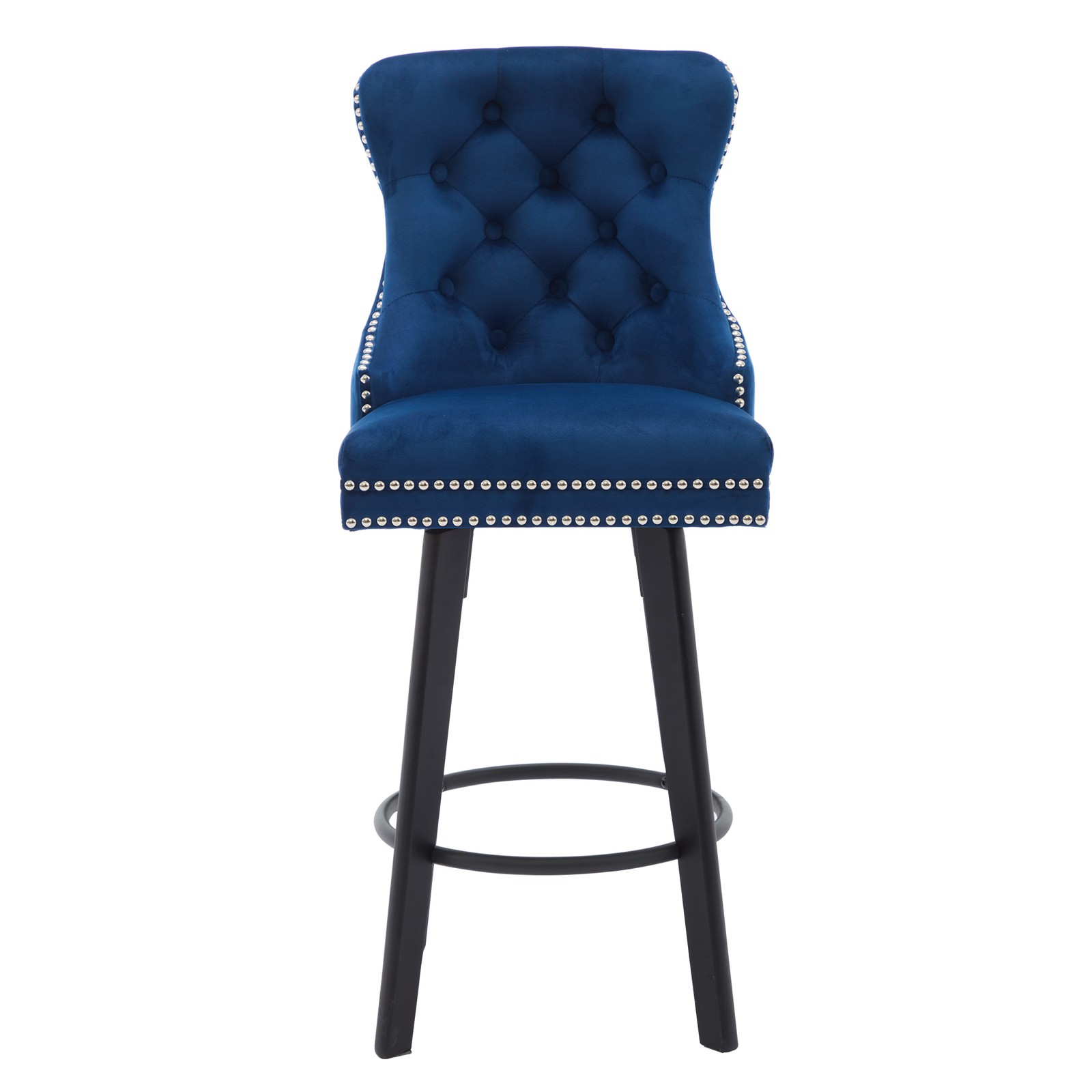 Modern Swivel Bar Stools Velvet Barstools Button Tufted Bar Stools Rivet Trim