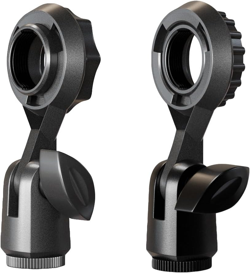2 Pack Condenser Microphone Clip Holder with 7/8'' Thread Mount Condenser Mic Ho