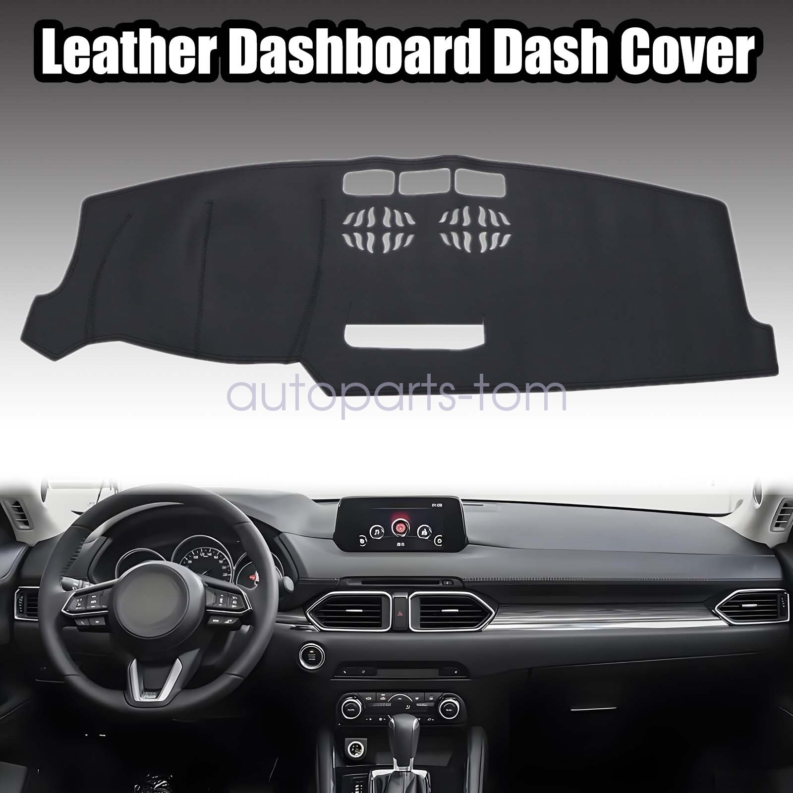 Black Leather Dashboard Dash Cover Dashmat Pad New For 2017-2025 Mazda CX-5