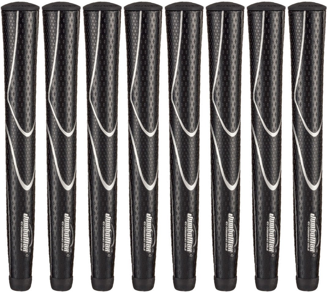 JumboMax Tour Series Golf Grips Black & Silver Medium Size (+5/16) - SET OF 8