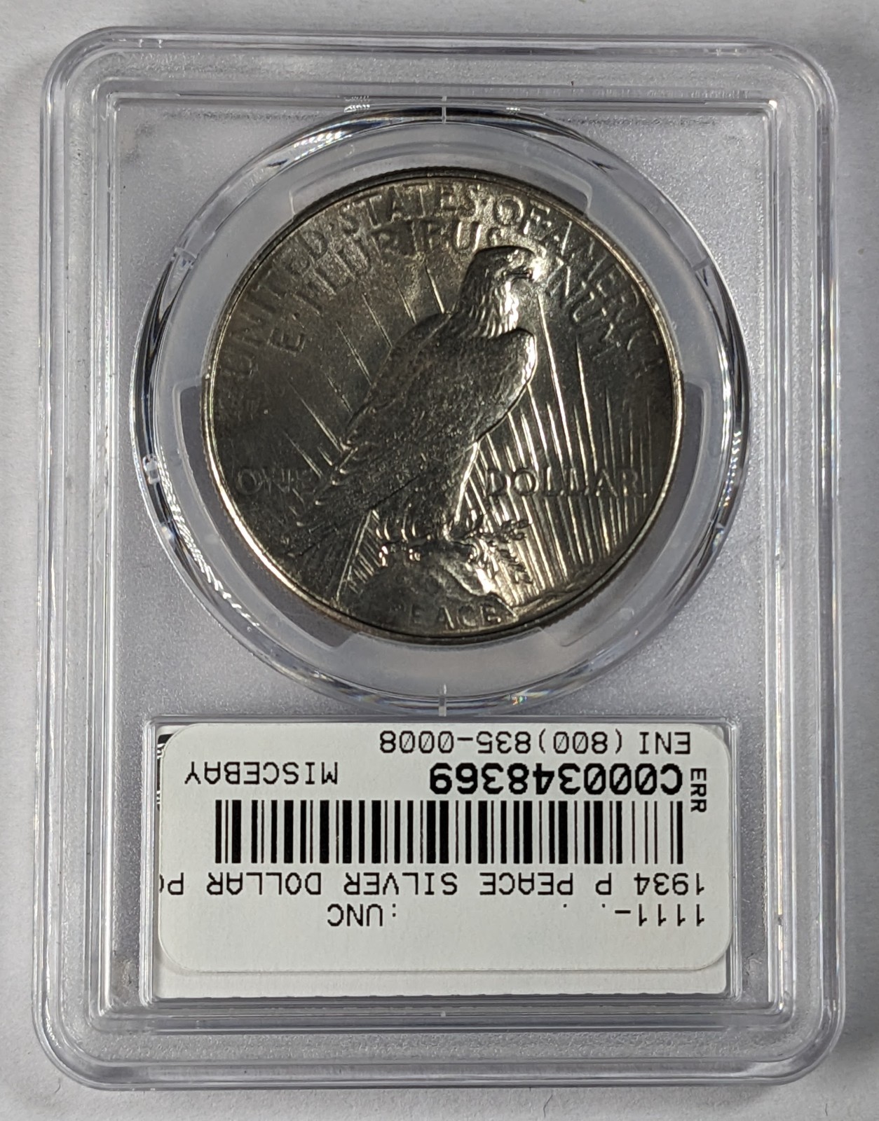 1934 P Peace Silver Dollar PCGS UNC