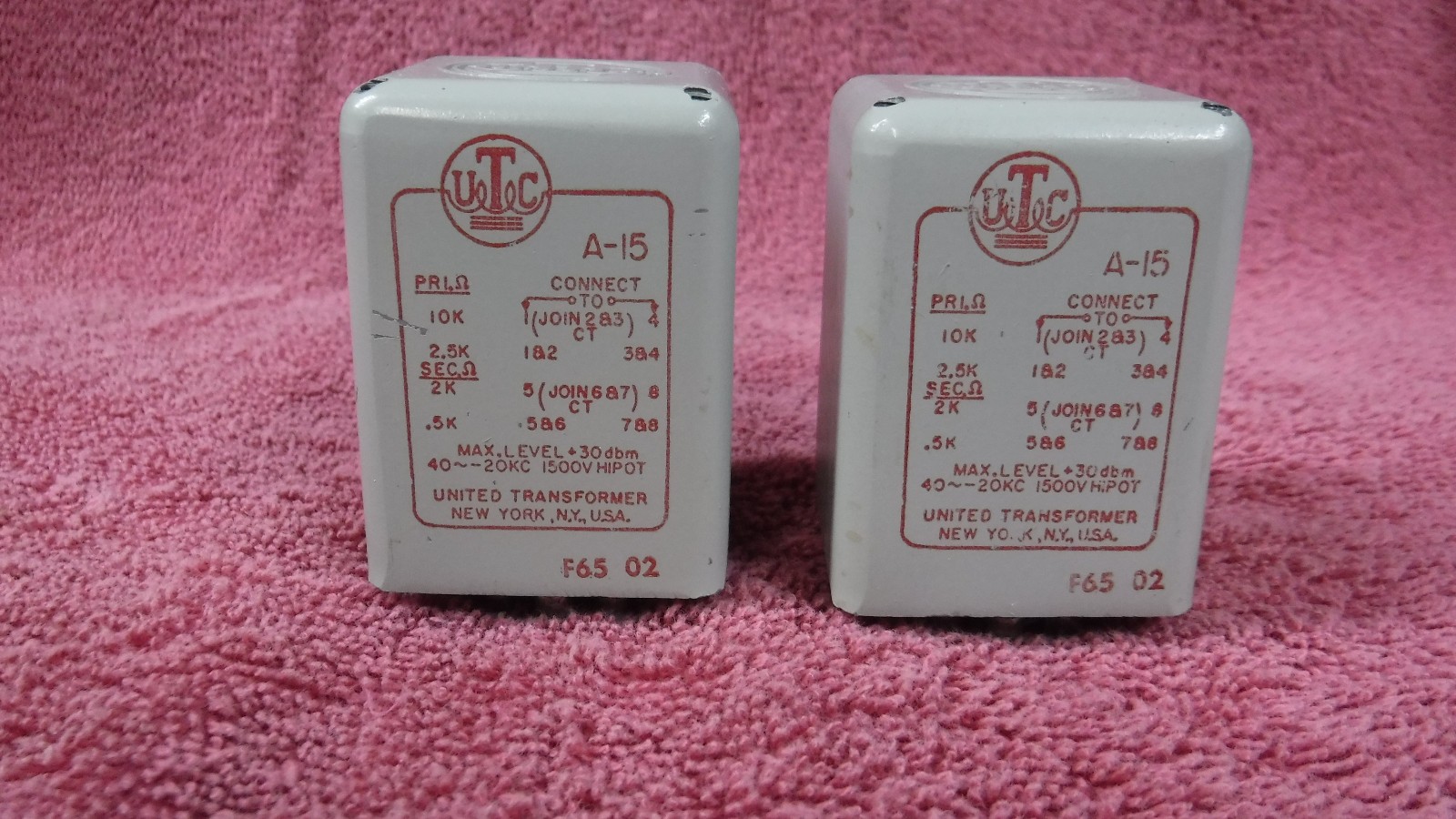 UTC A-15 Audio Transformers One Pair Tested
