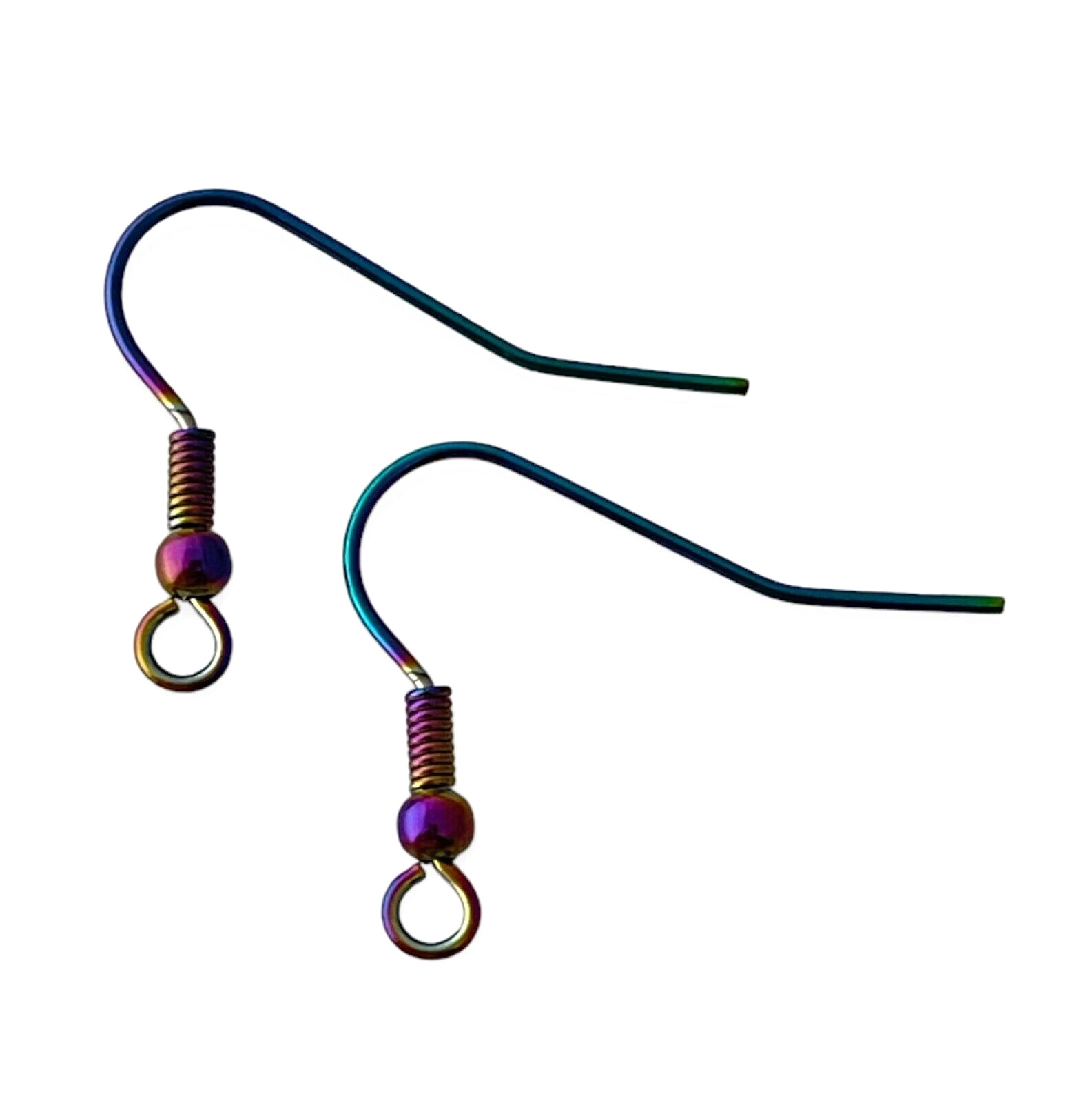 20 Earwires Ion Rainbow Electroplated Stainless Steel Earring Bead Hooks Wires