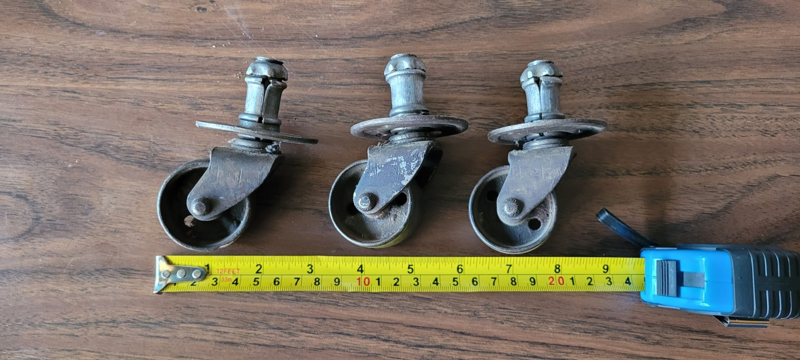 Set Of 3 Used Piano Caster Wheel Upright Piano 2 3/8" height w/sockets 7/8" hole