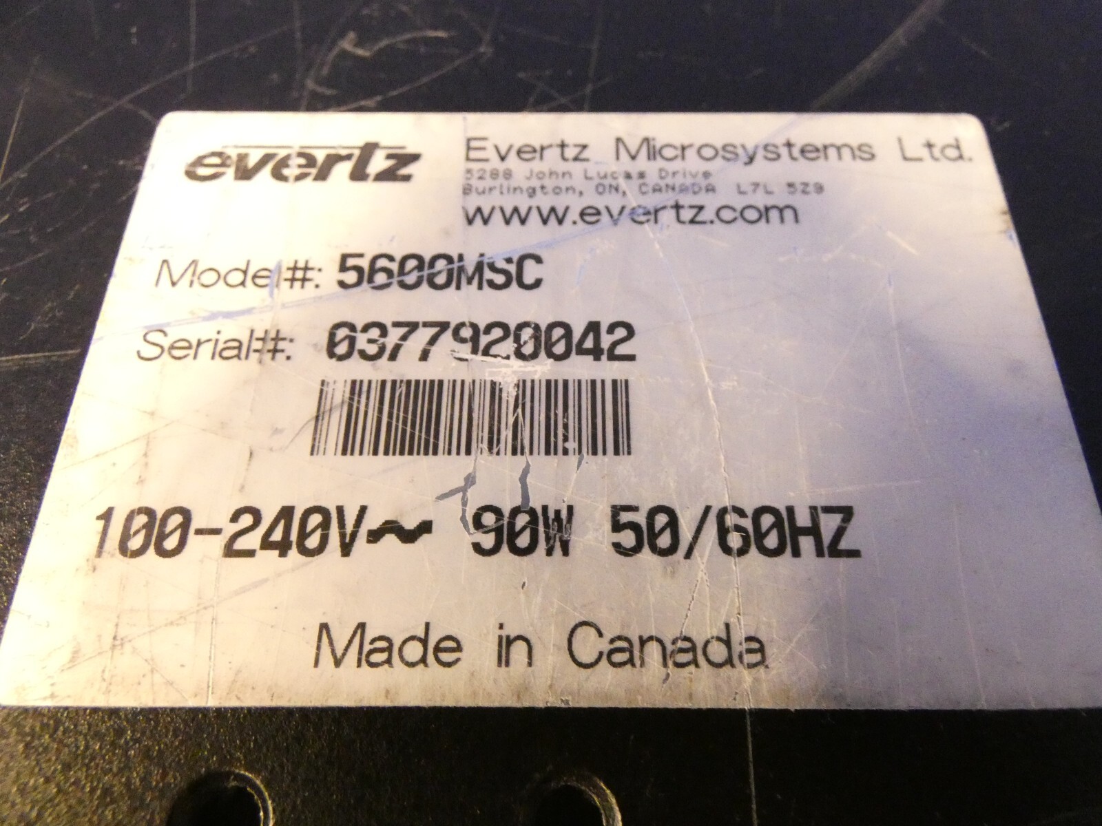 Evertz 5600MSC Master Clock/SPG w/ 2PS STGM, HTG T (tested-working fans ok)