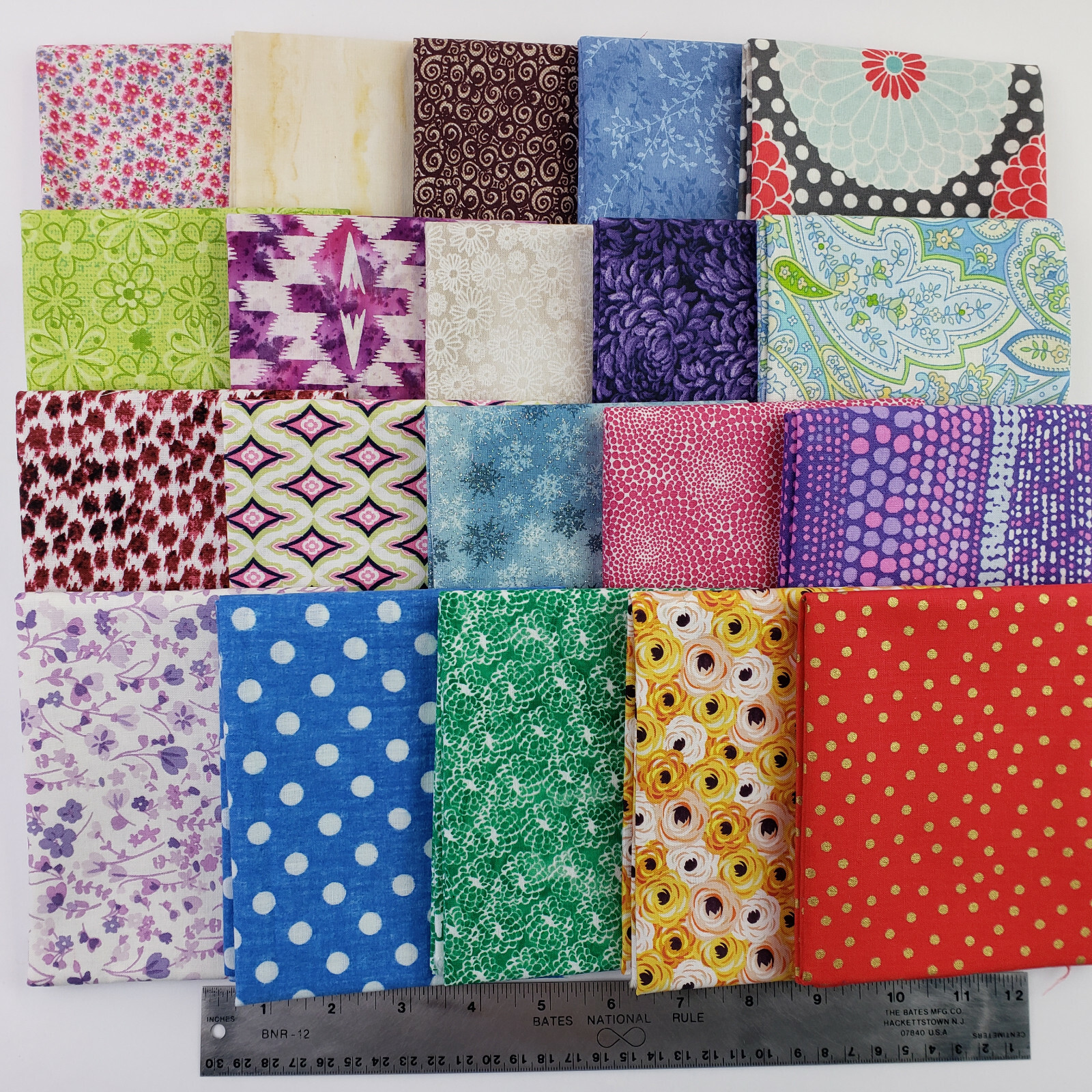 20 Fat Quarters 100% Cotton Fabric Quilting Sewing Crafts Multi Colors/Prints