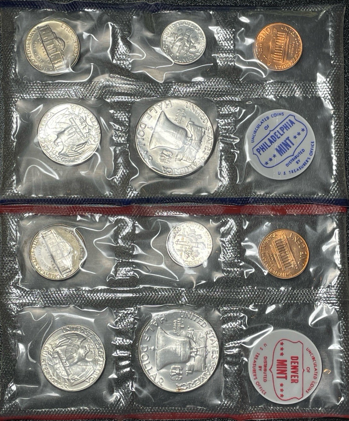 1961 P&D US Mint Uncirculated Silver Mint Set with Original Packaging/Cellophane