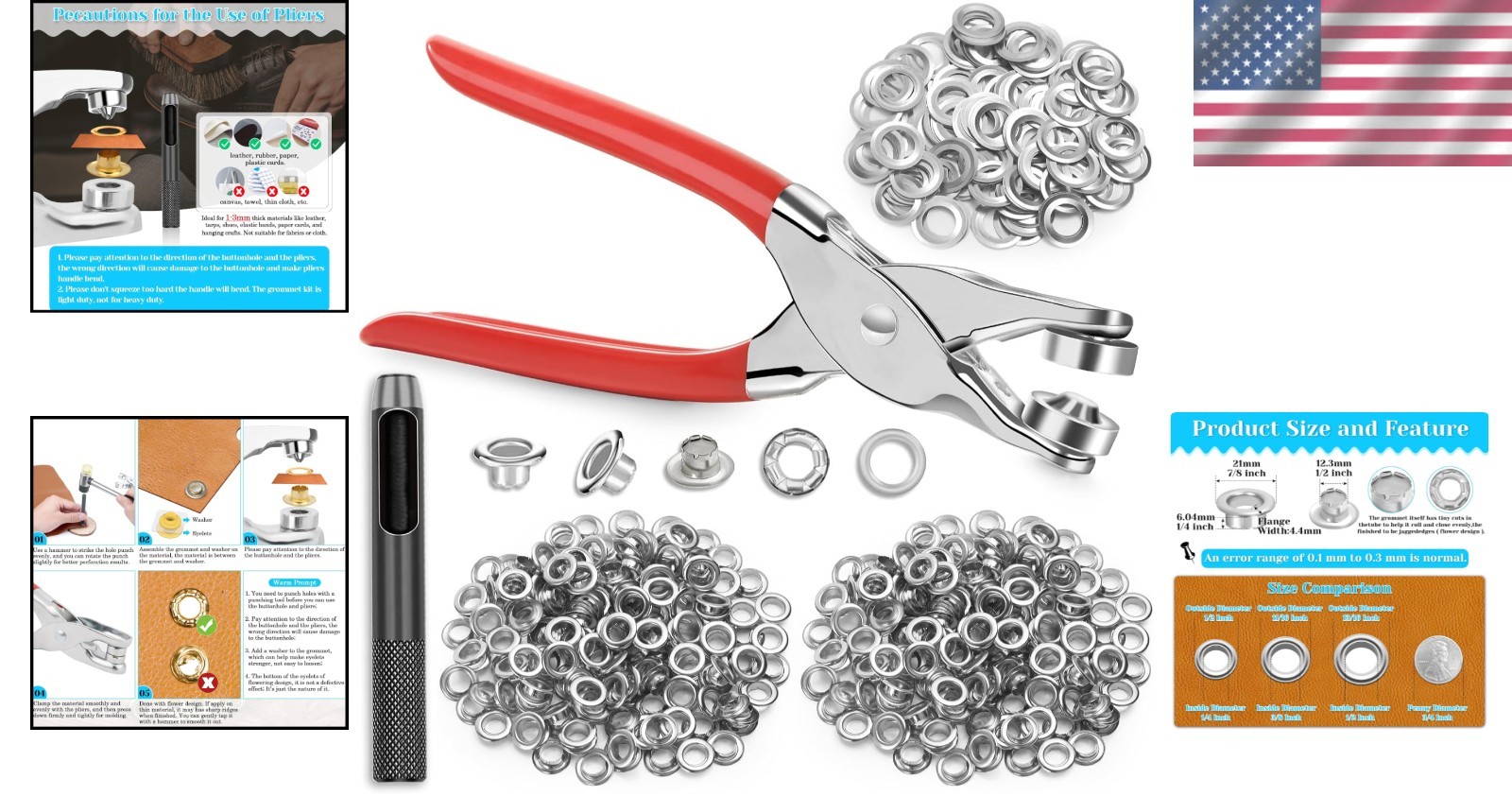 643-Piece Grommet & Eyelet Tool Kit for DIY Crafts